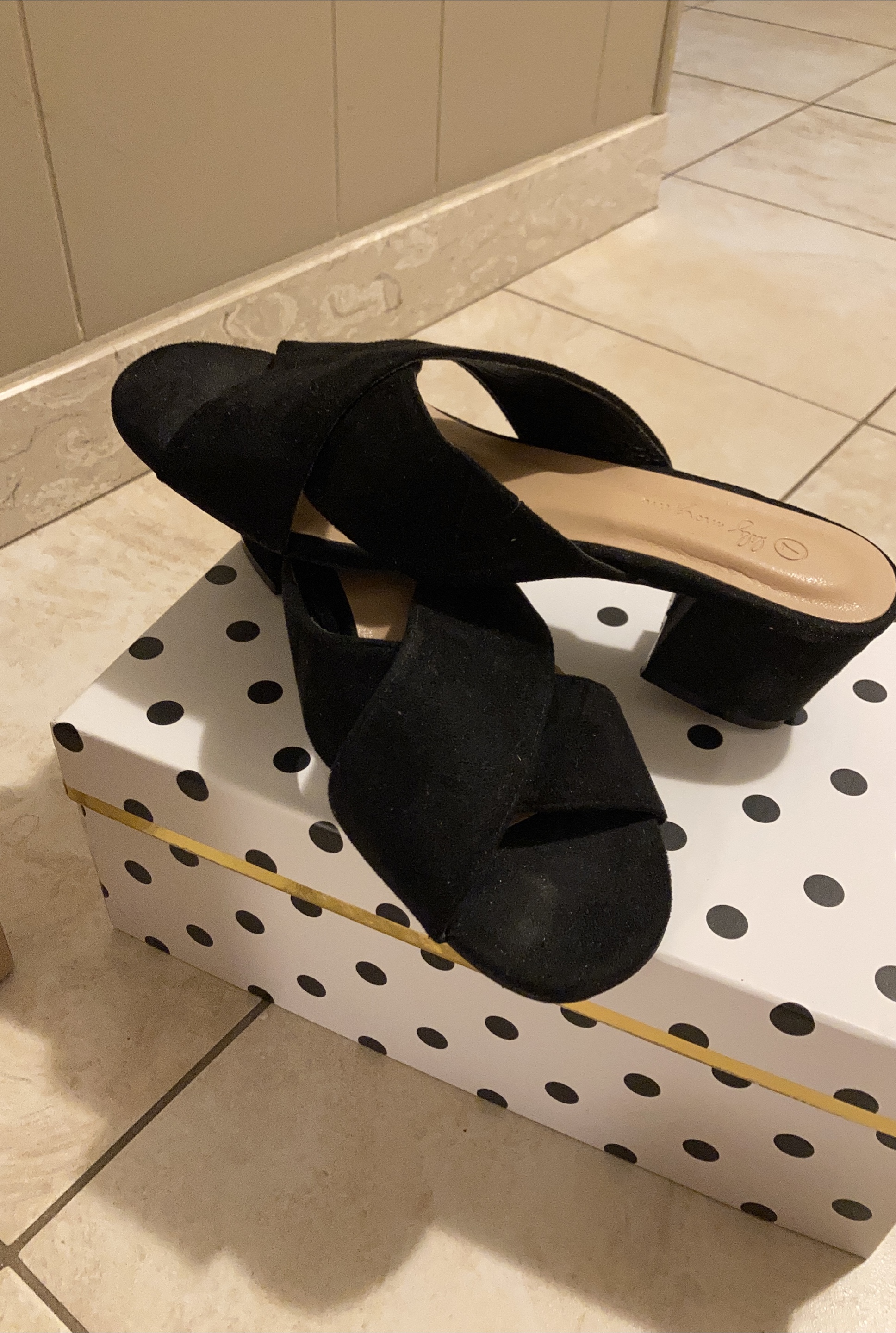 Lily Knows Size 7 Black Heeled Mules thumbnail