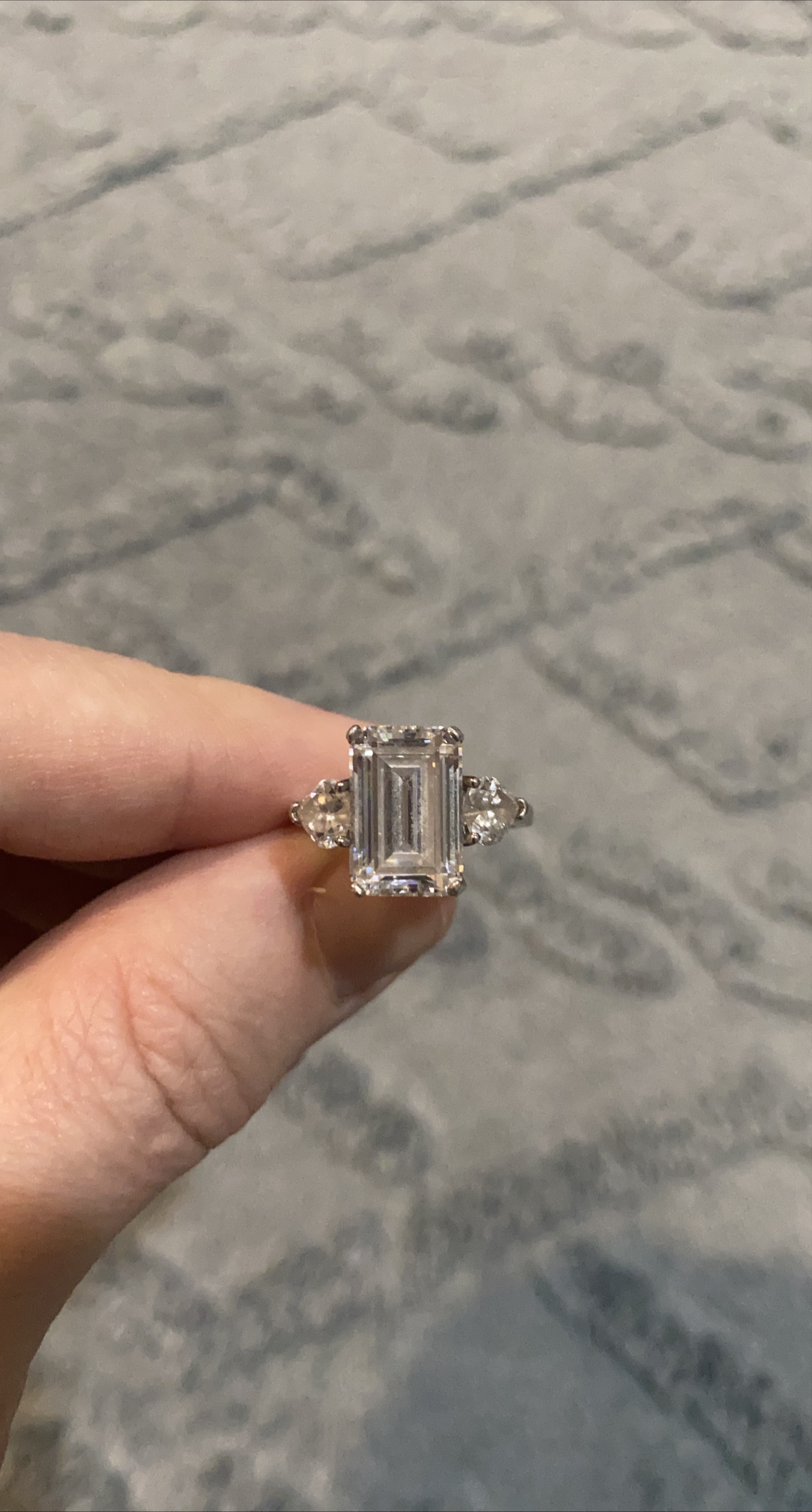 Emerald Cut Sterling Silver Ring, Size 5.5 image indicator(2)