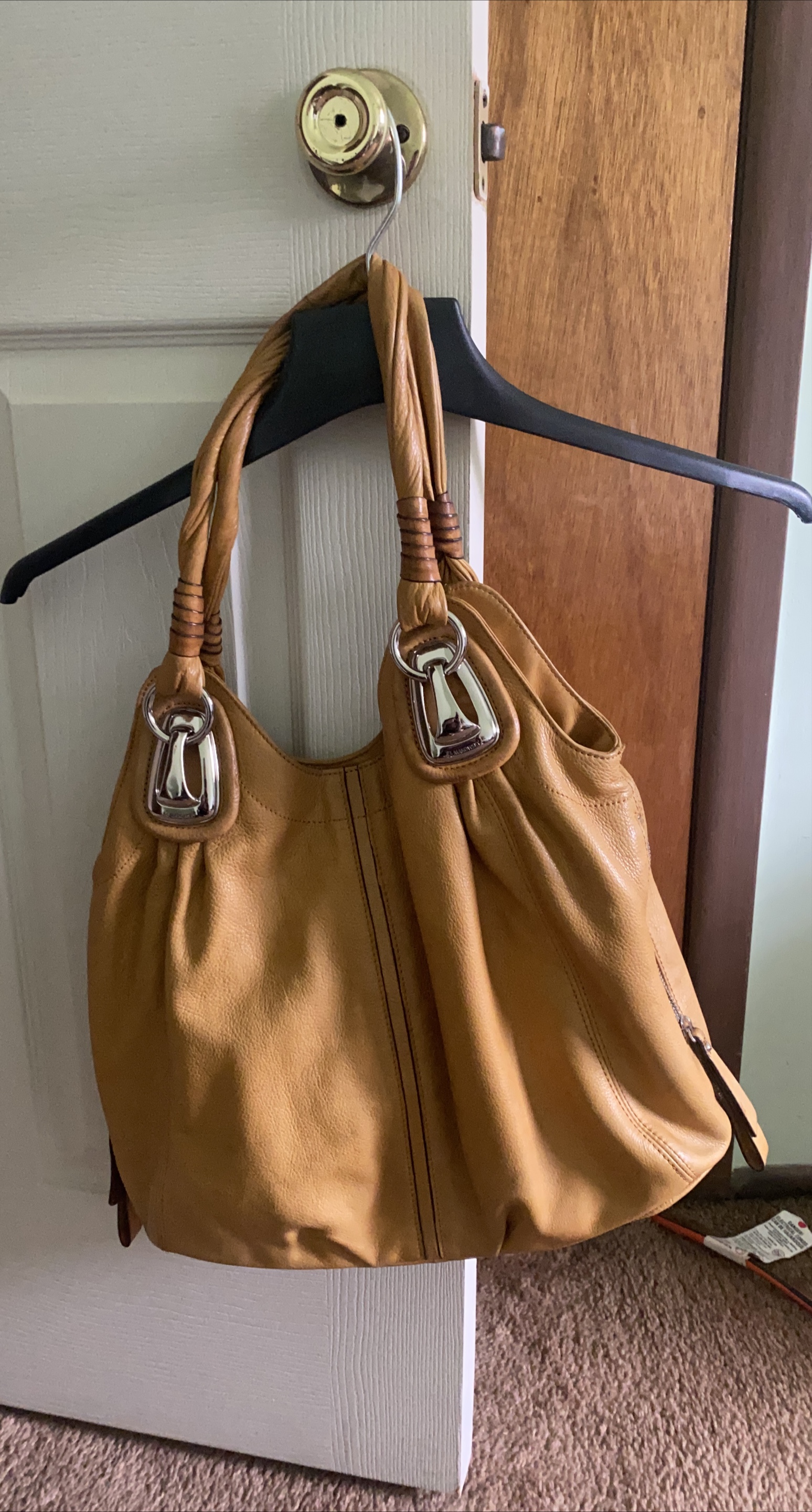 B Makowski Leather Handbag - Mustard Yellow thumbnail