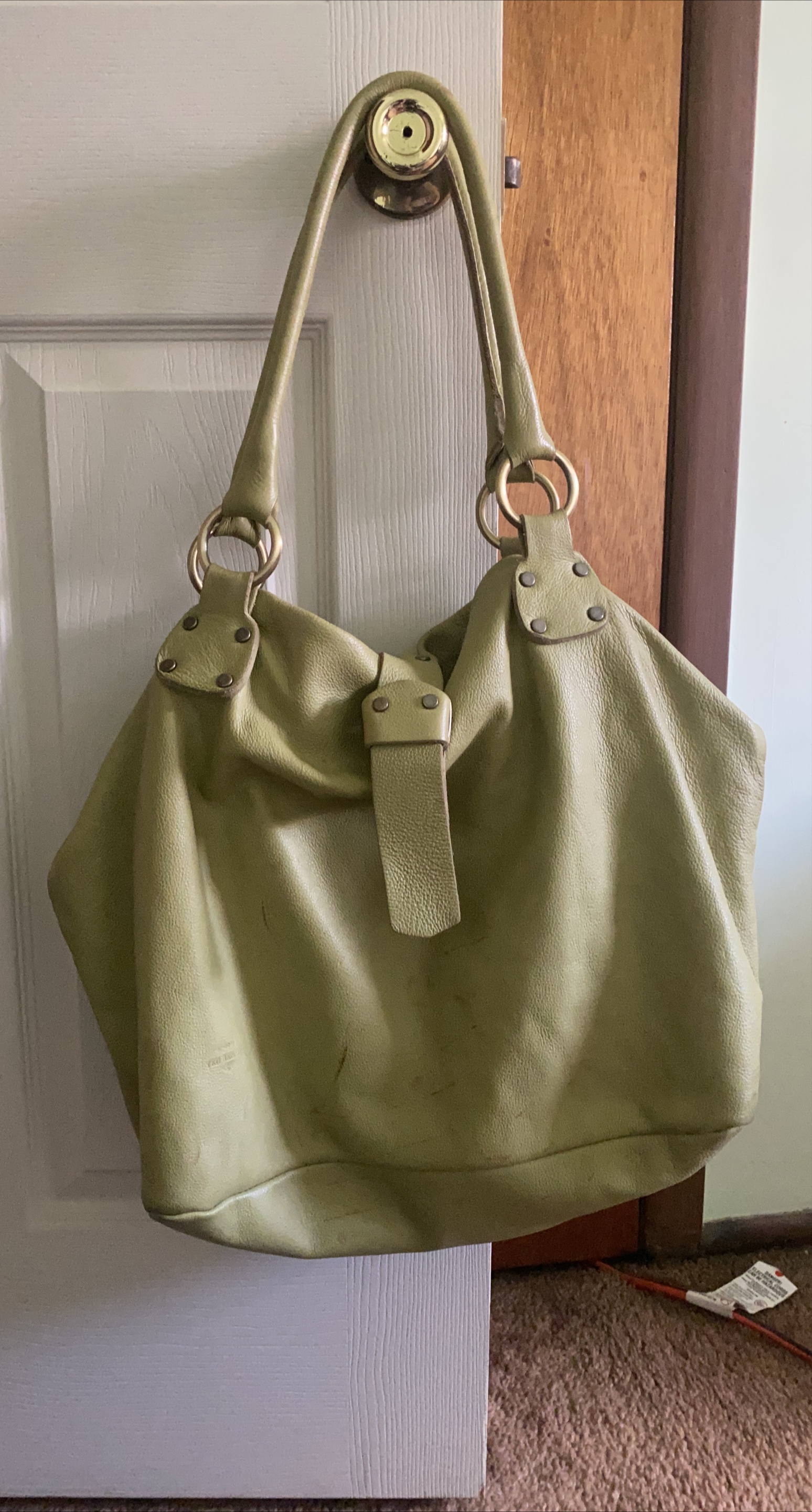 Ted Benson Olive Green Leather Shoulder Bag thumbnail
