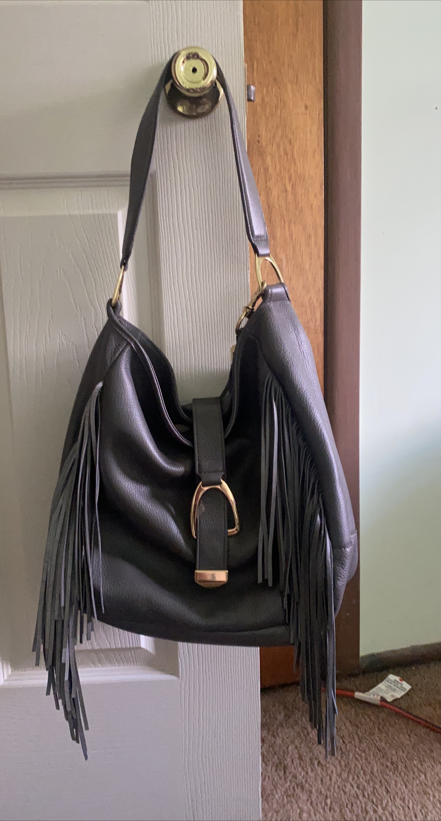 Fringe Hobo Bag - Gray thumbnail