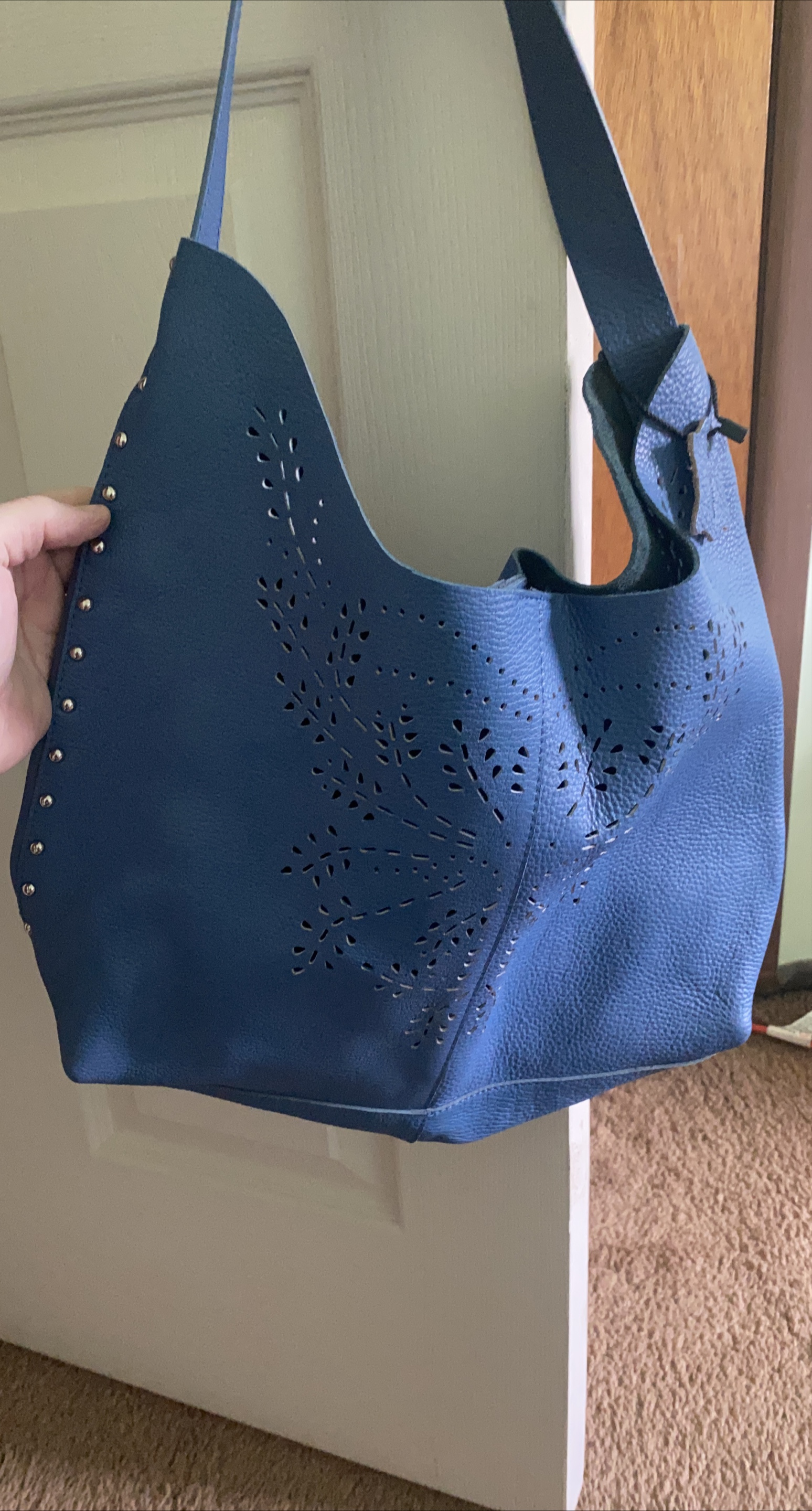 Blue Leather Hobo Bag thumbnail