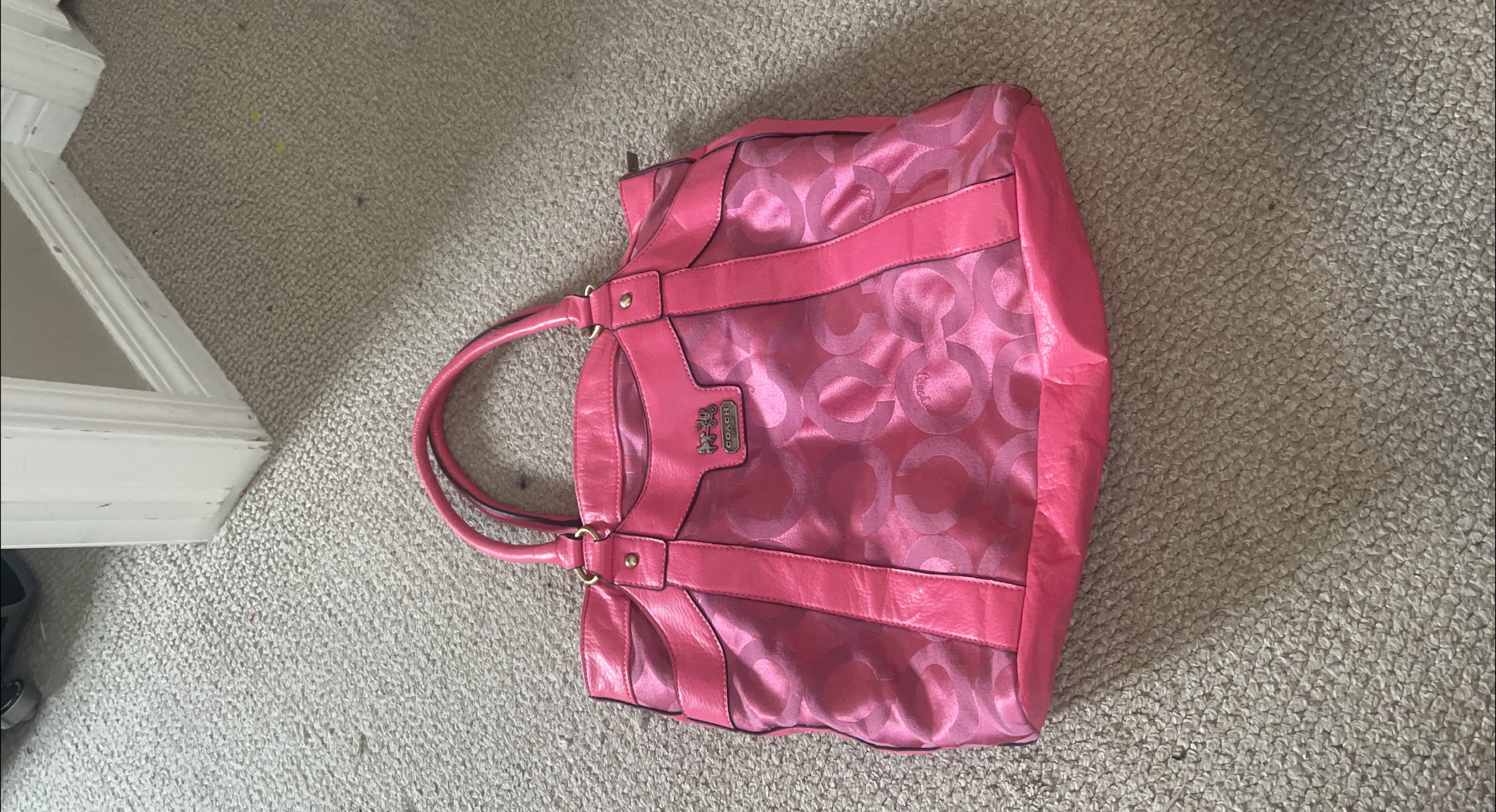 Pink Coach Signature C Monogram Tote Bag