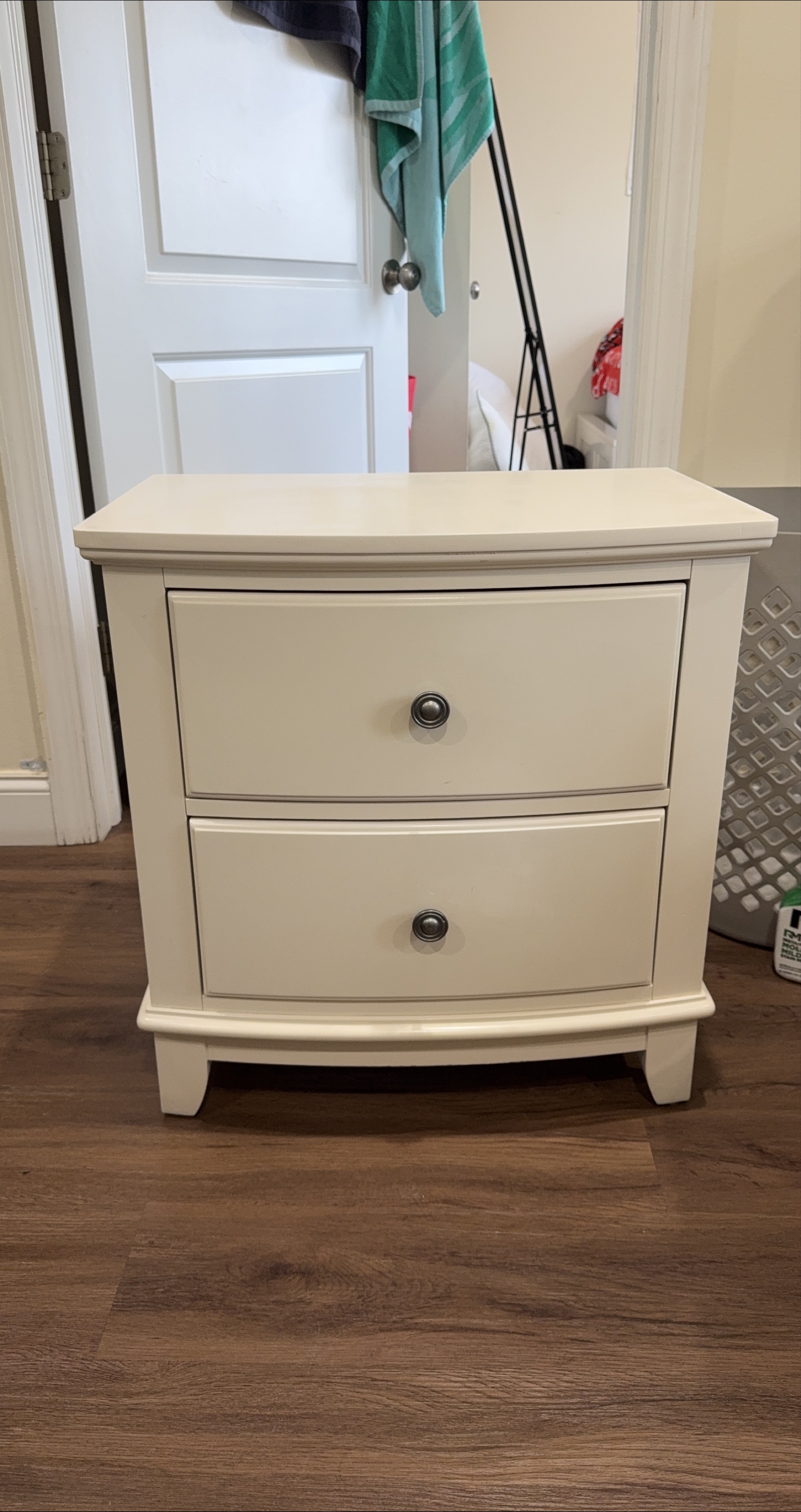 Raymour & Flanigan White Two-Drawer Nightstand thumbnail