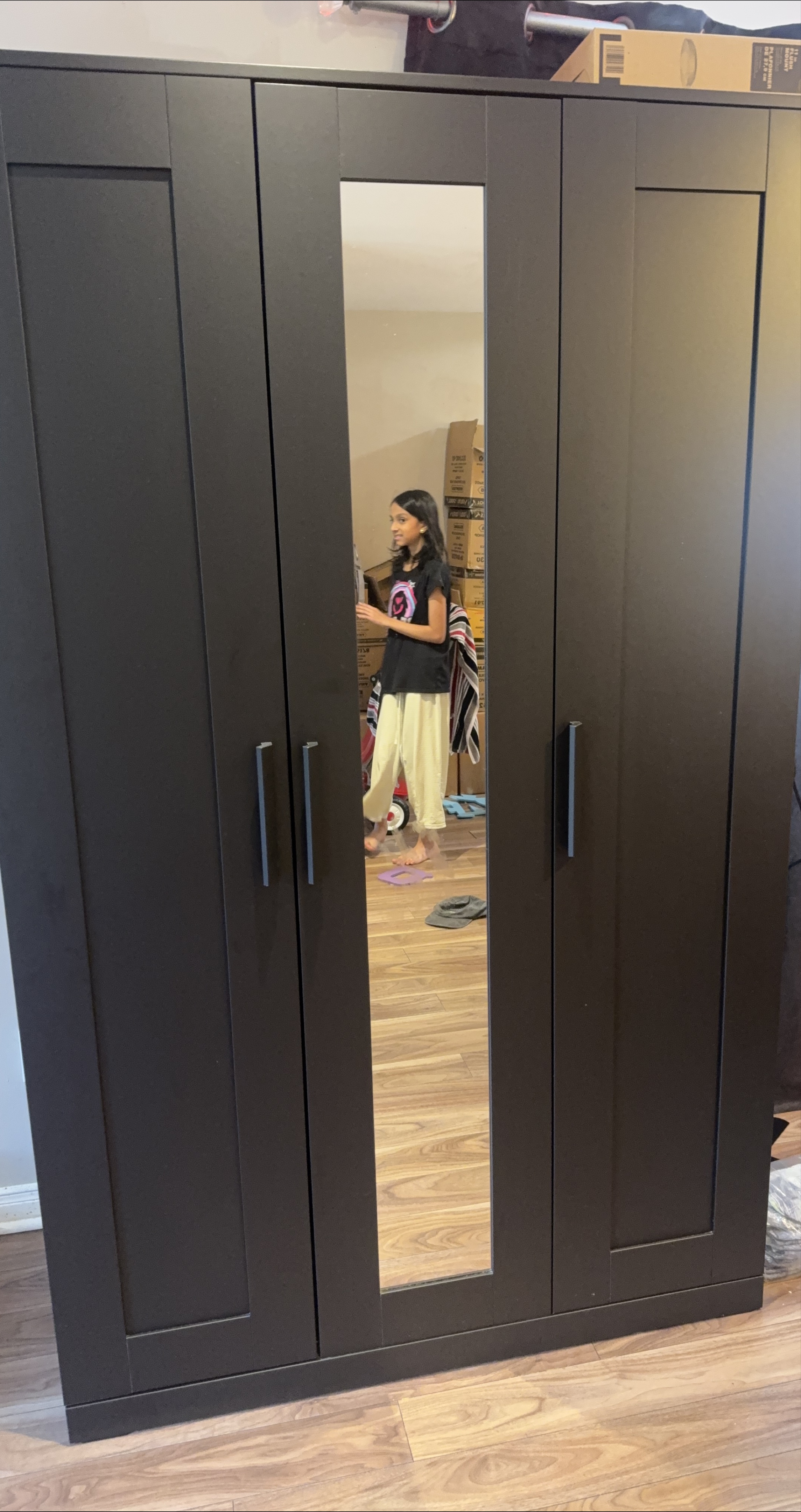 Dark Brown Wardrobe with Mirror thumbnail