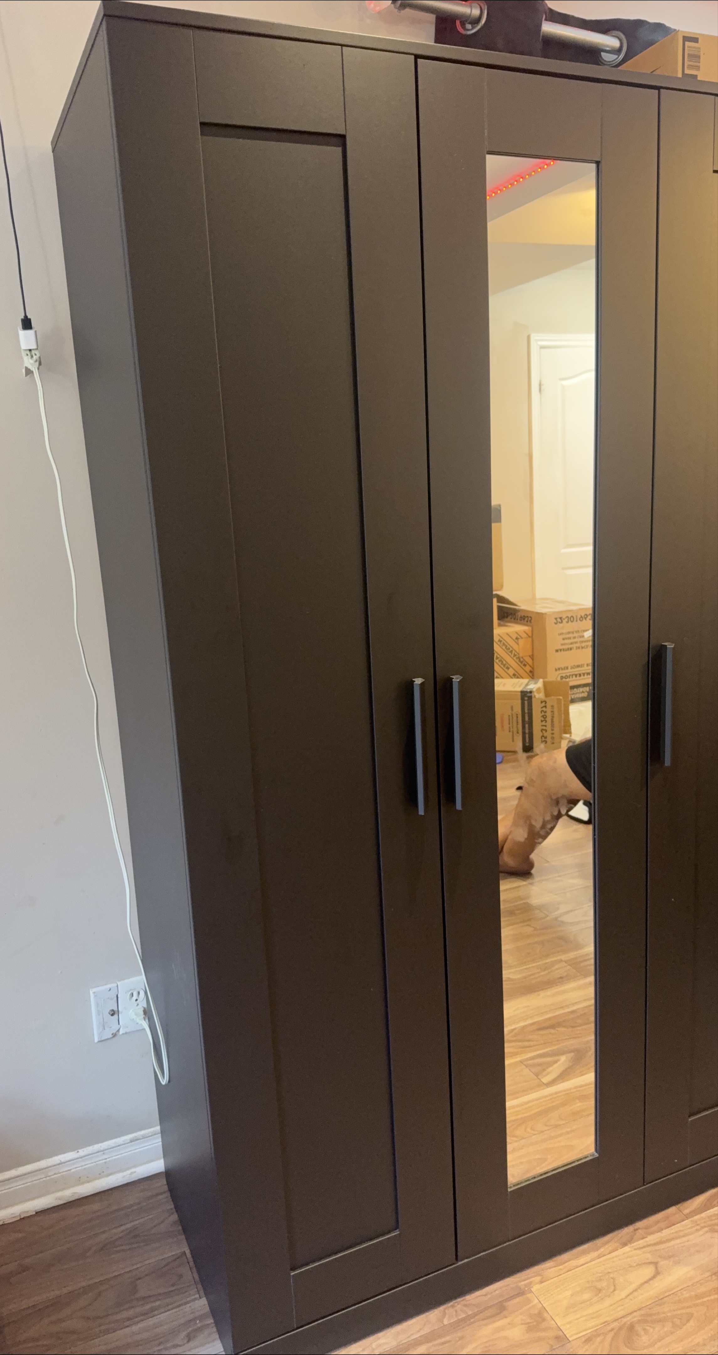 Dark Brown Wardrobe with Mirror thumbnail