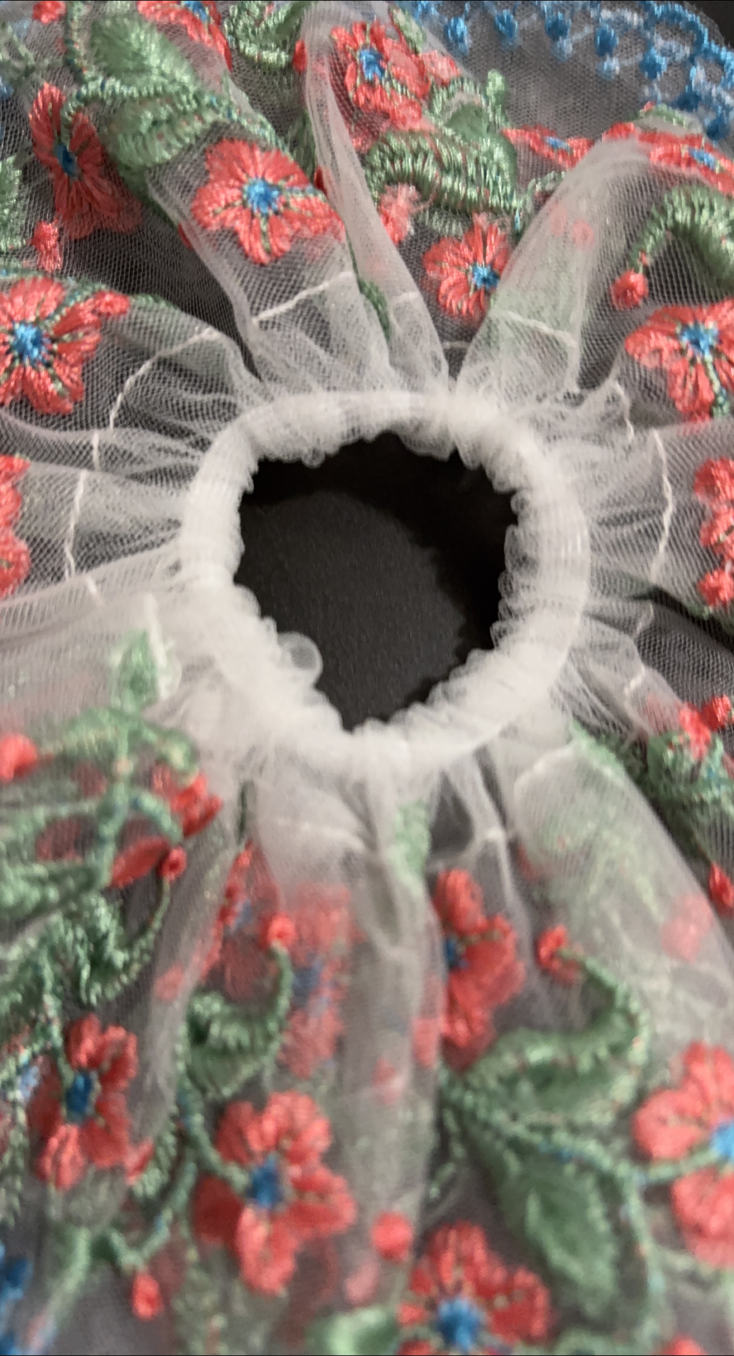 Embroidered Floral Tulle Fabric Trim thumbnail