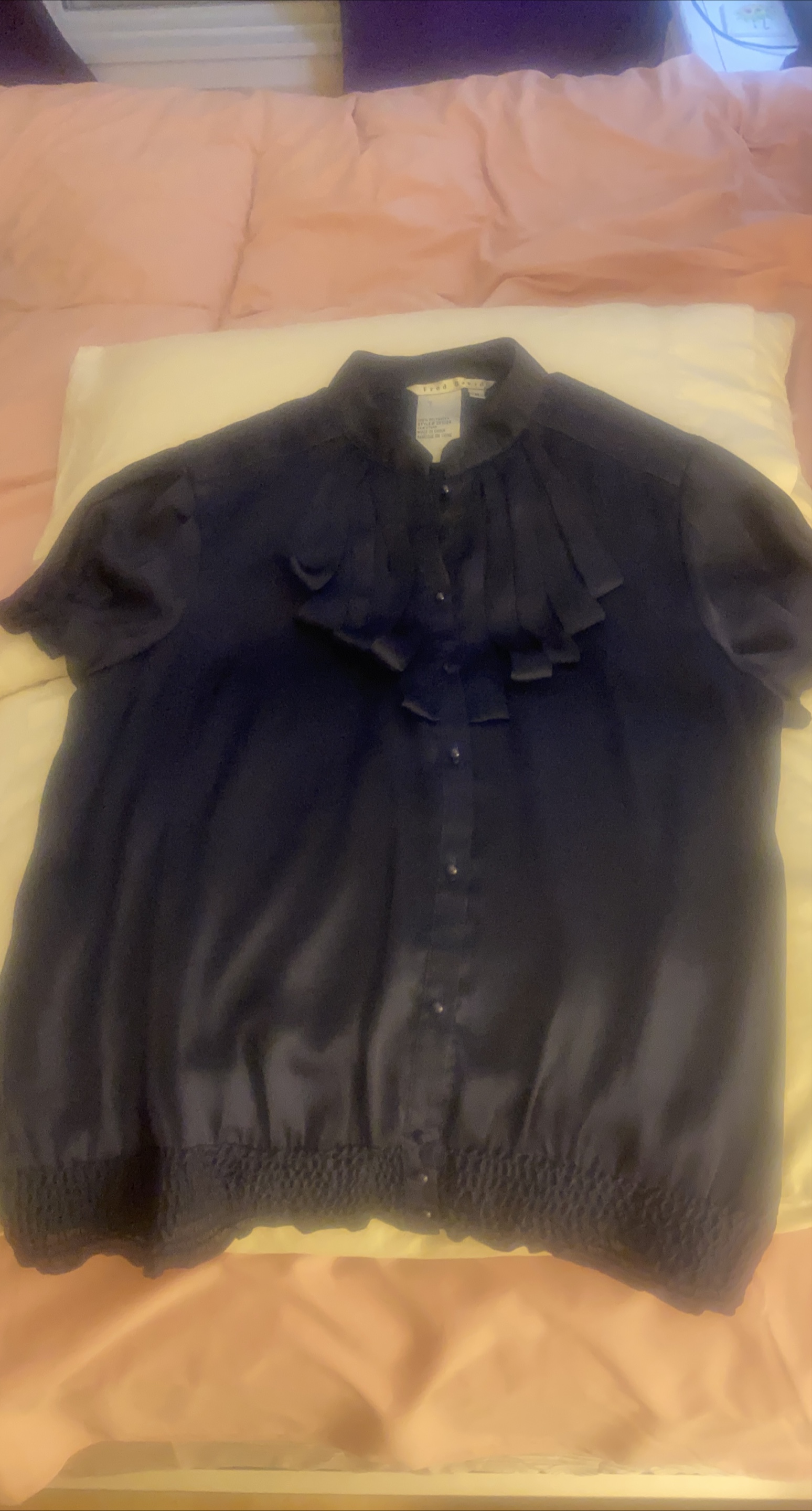 Fred David Navy Blouse - Size M thumbnail