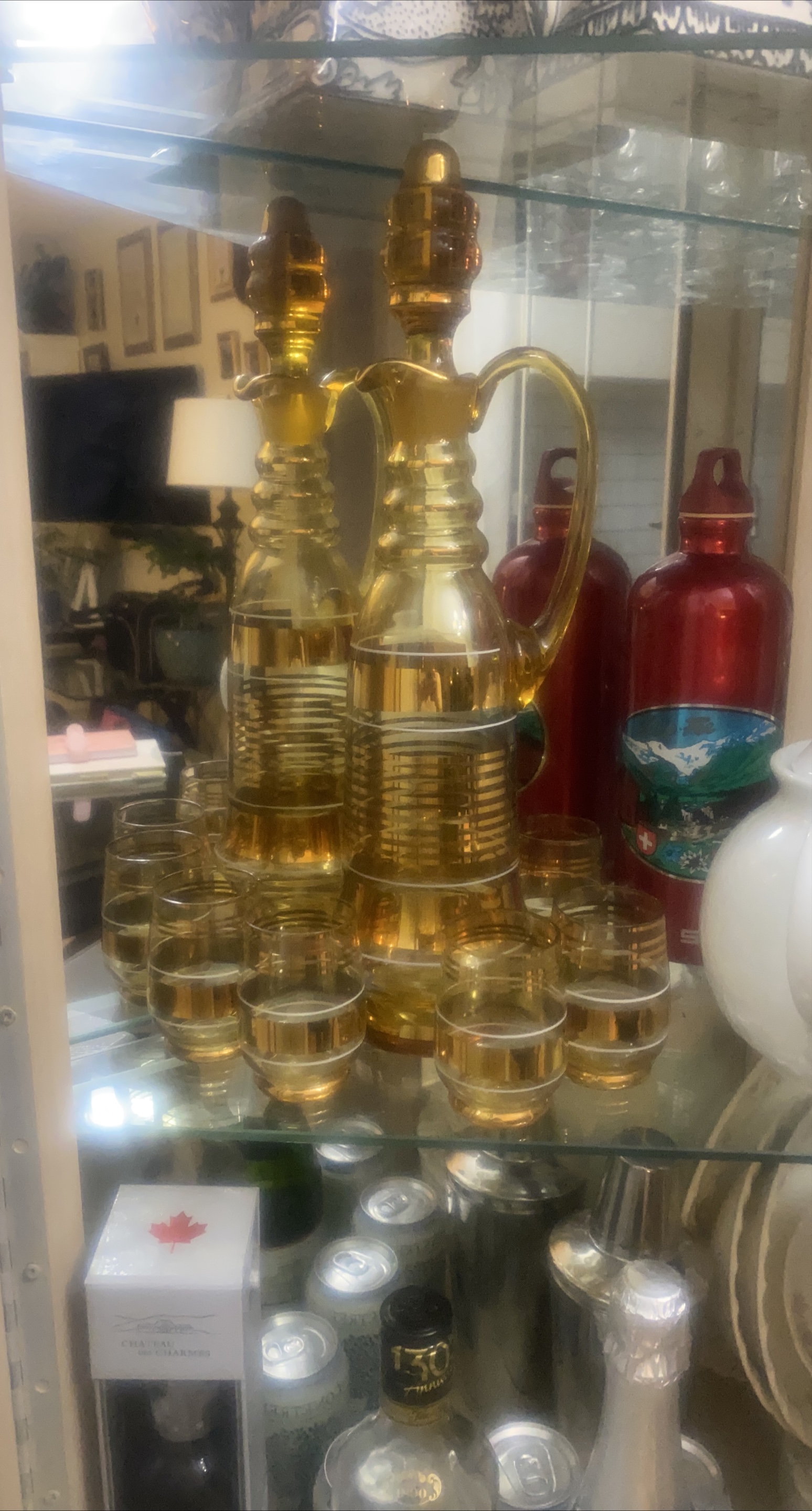 Vintage Gold Glass Decanter Set thumbnail