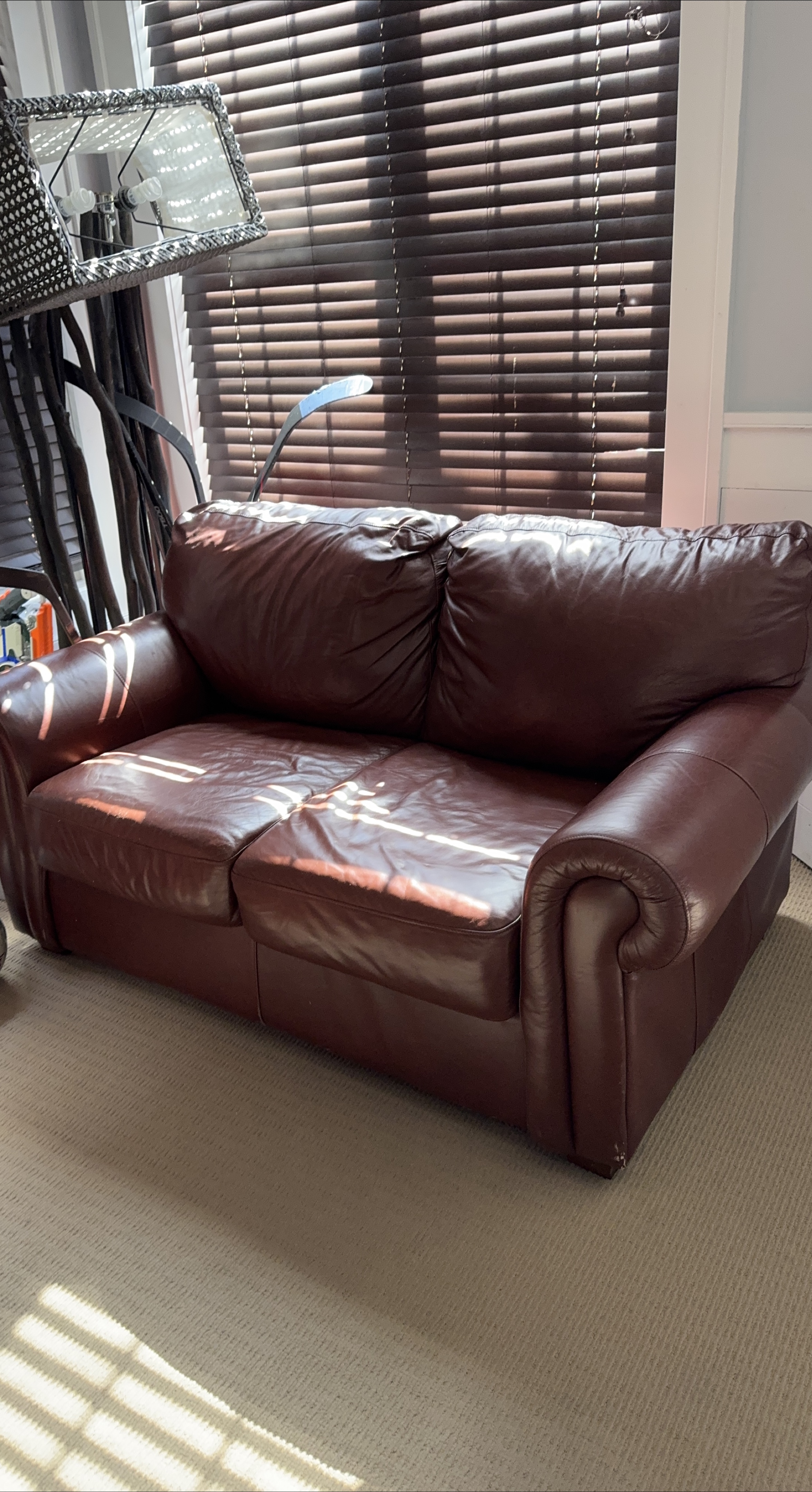 Burgundy Leather Loveseat