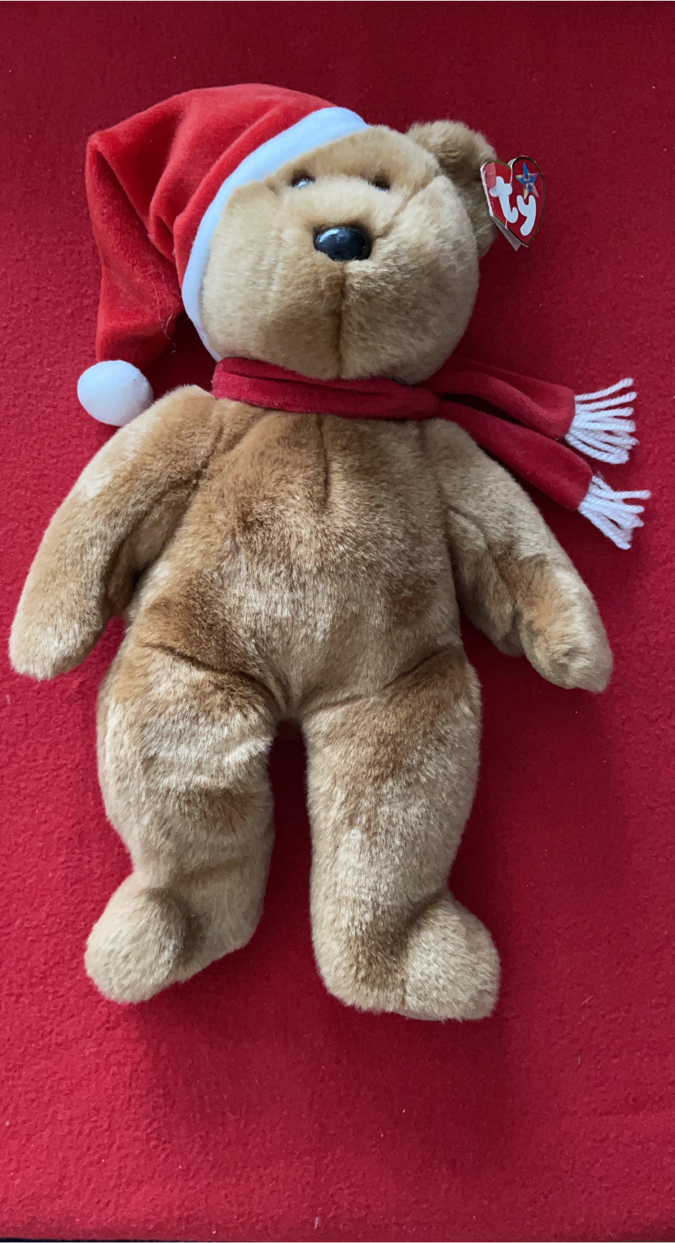 Ty Beanie Baby Teddy Bear with Santa Hat