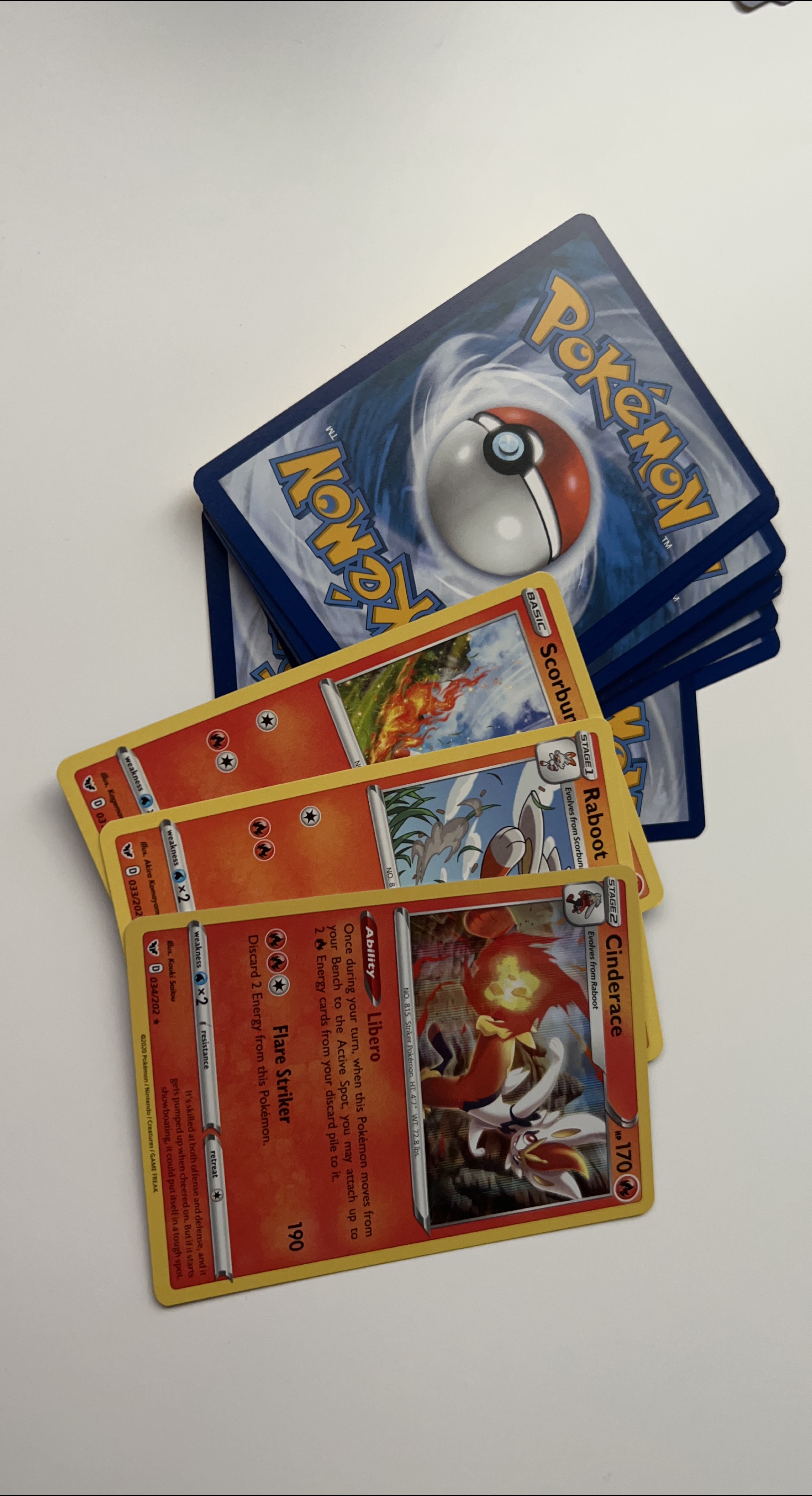 Pokémon Trading Cards - Cinderace, Raboot, Scorbunny + Fire Deck thumbnail