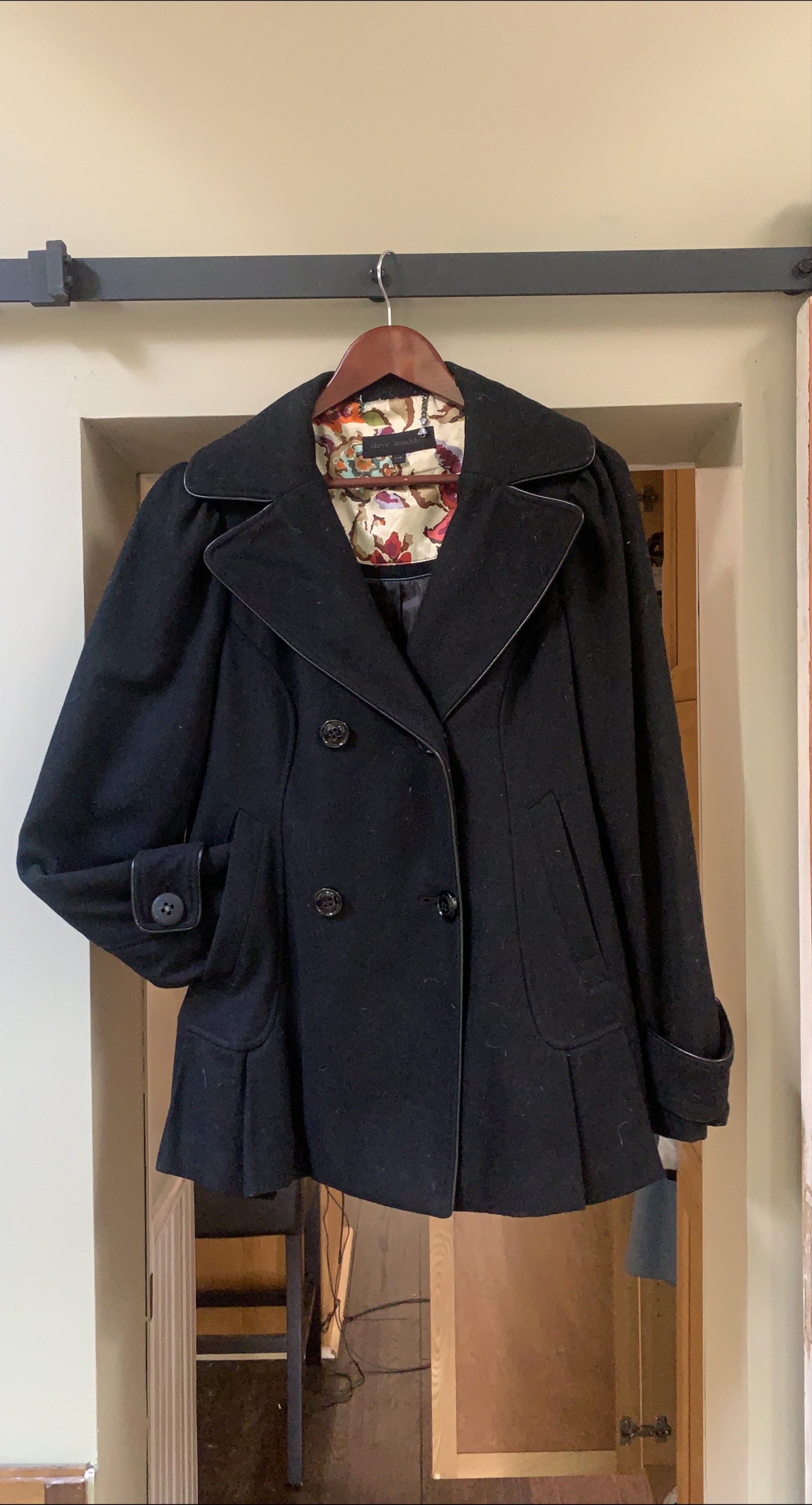 Steve Madden Black Wool Blend Peacoat thumbnail