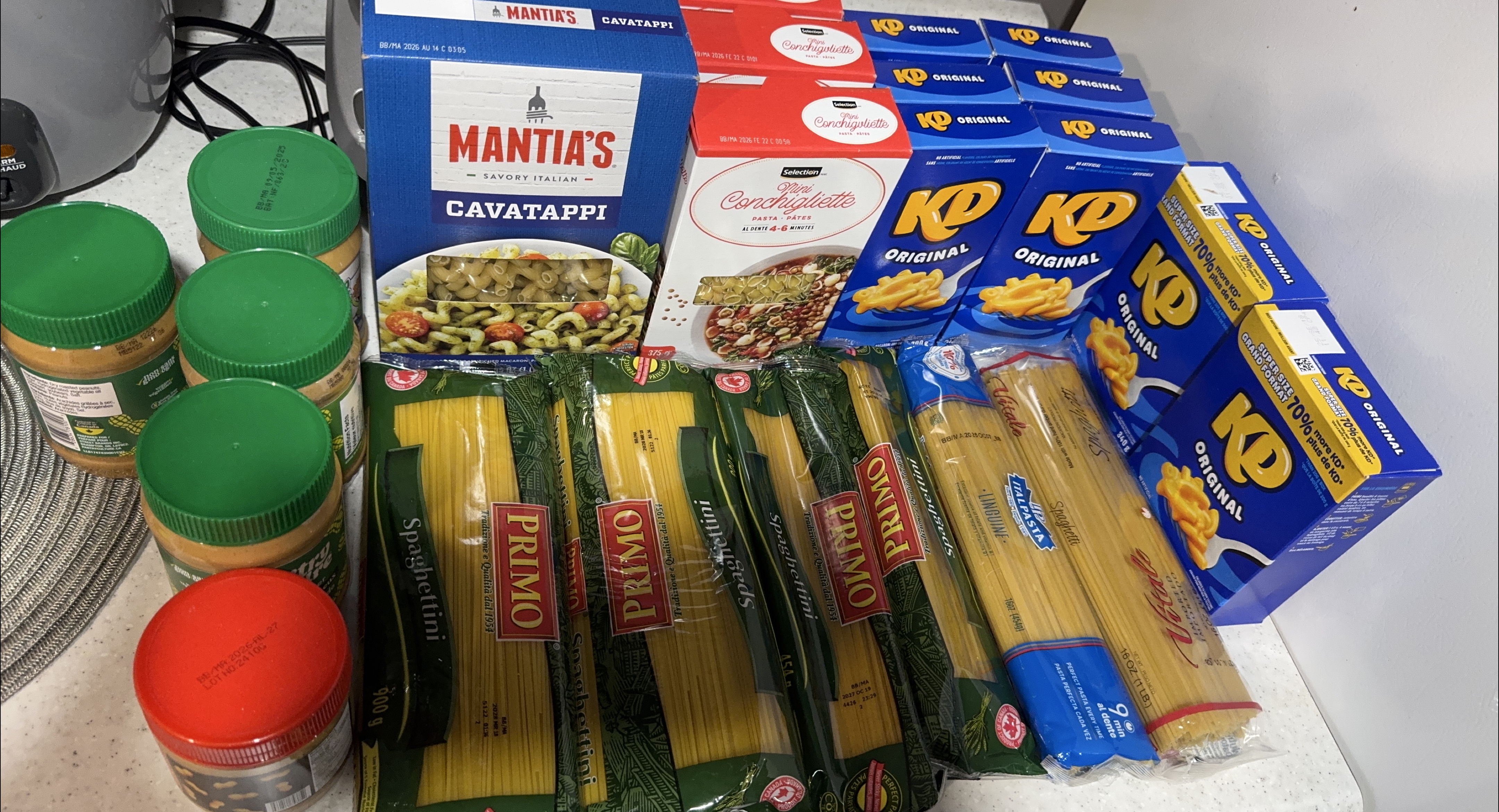 Assorted Pasta & Peanut Butter