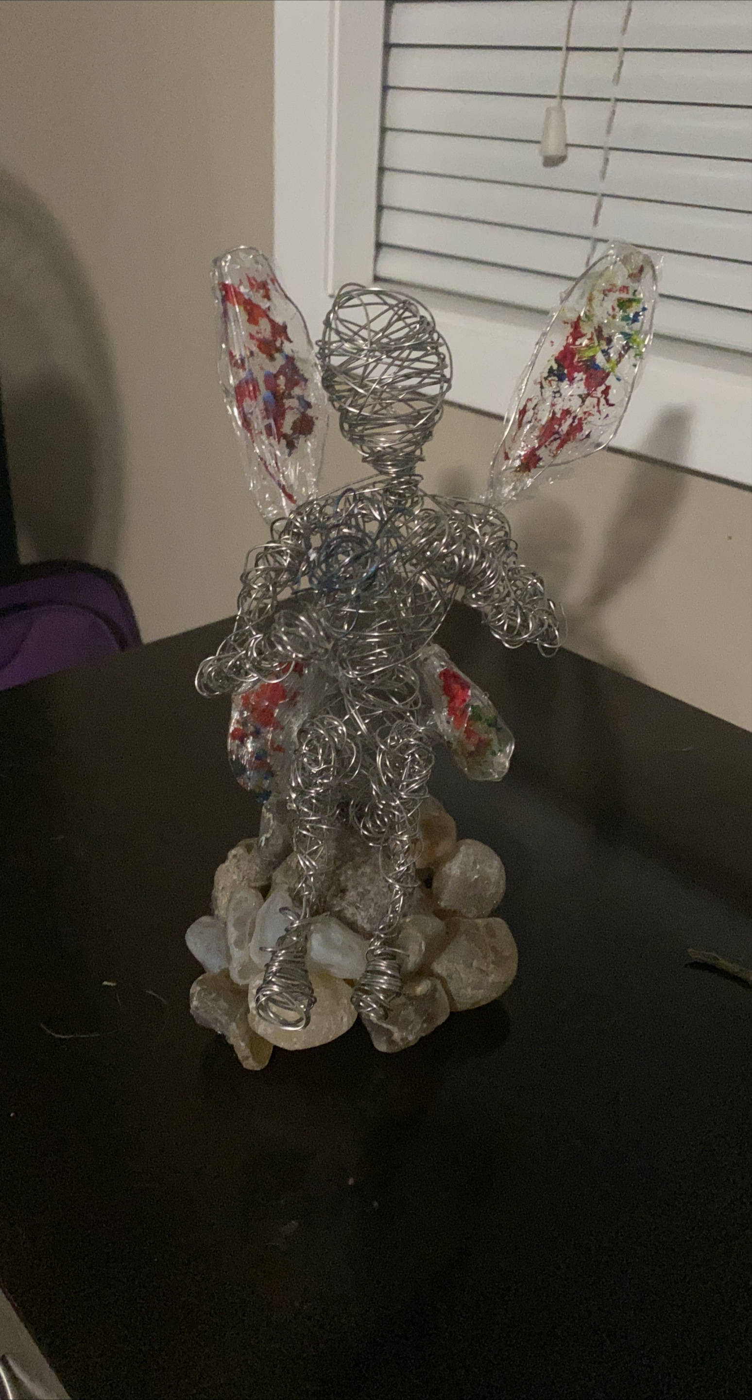 Wire Fairy Figurine with Stone Base