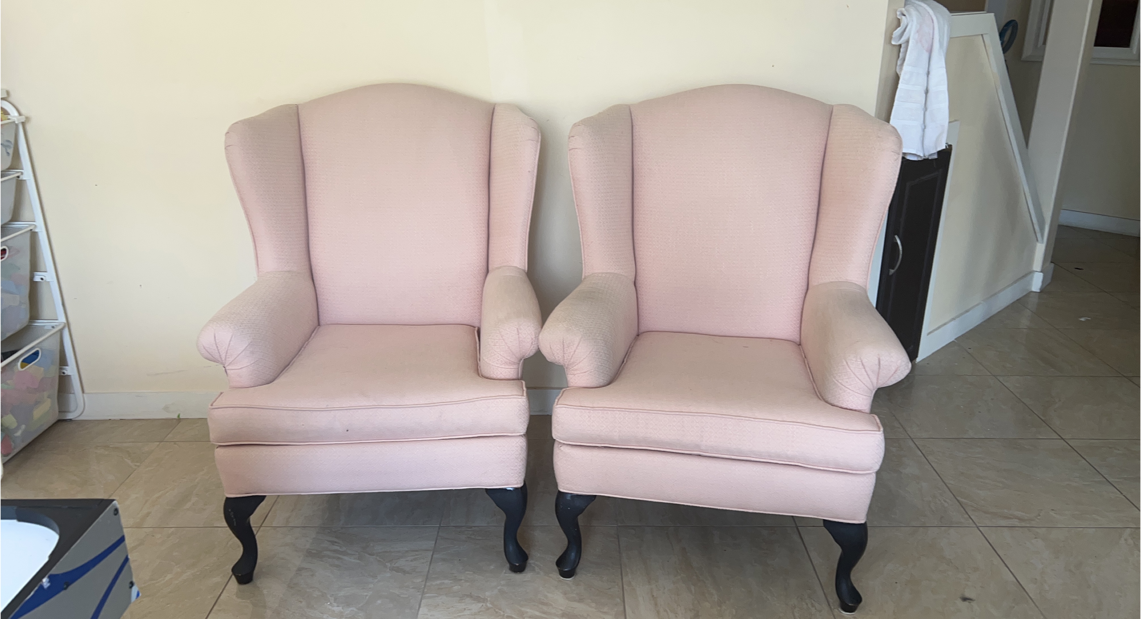 Pair of Pink Wingback Armchairs