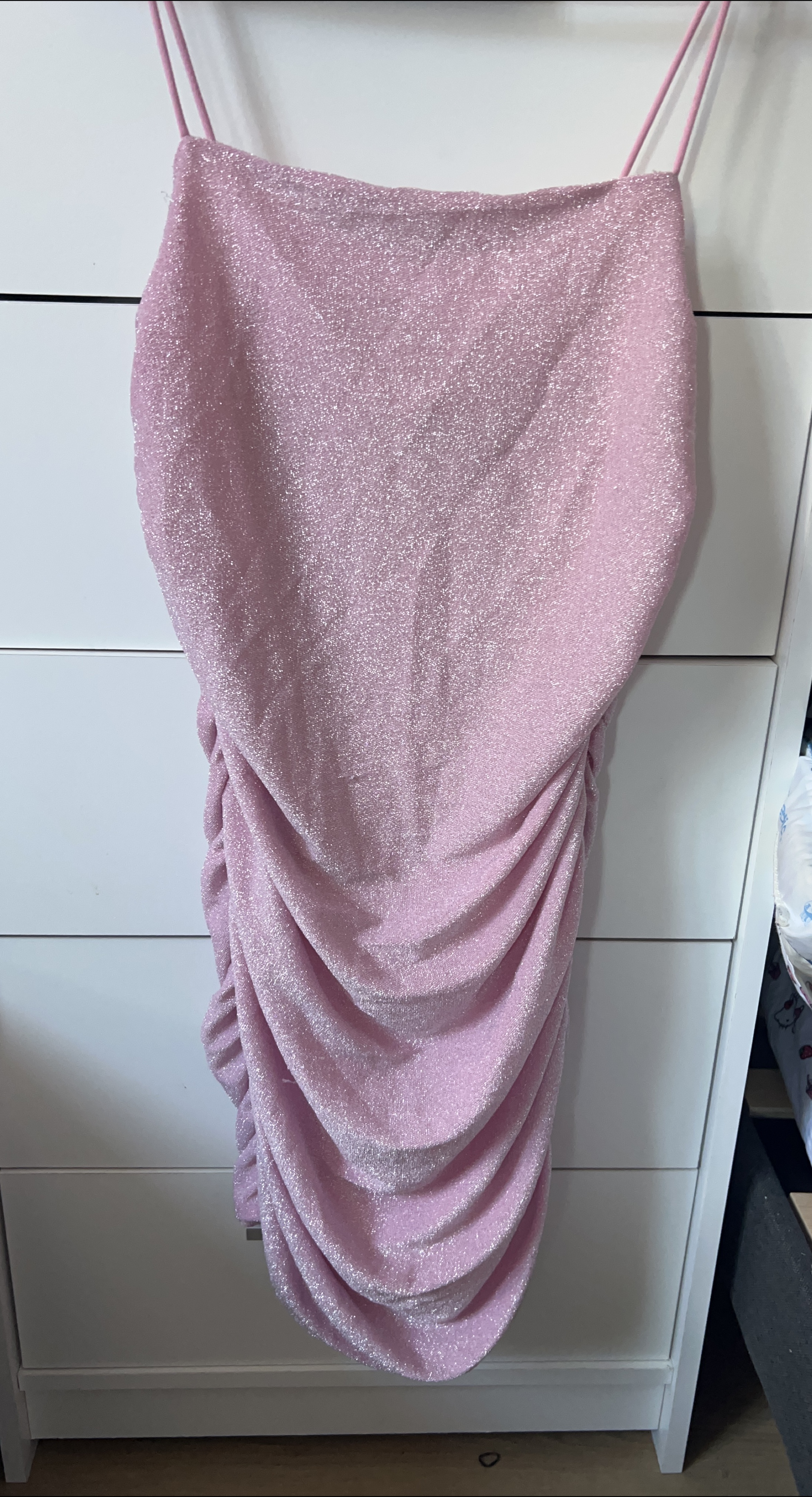 Pink Ruched Bodycon Mini Dress thumbnail