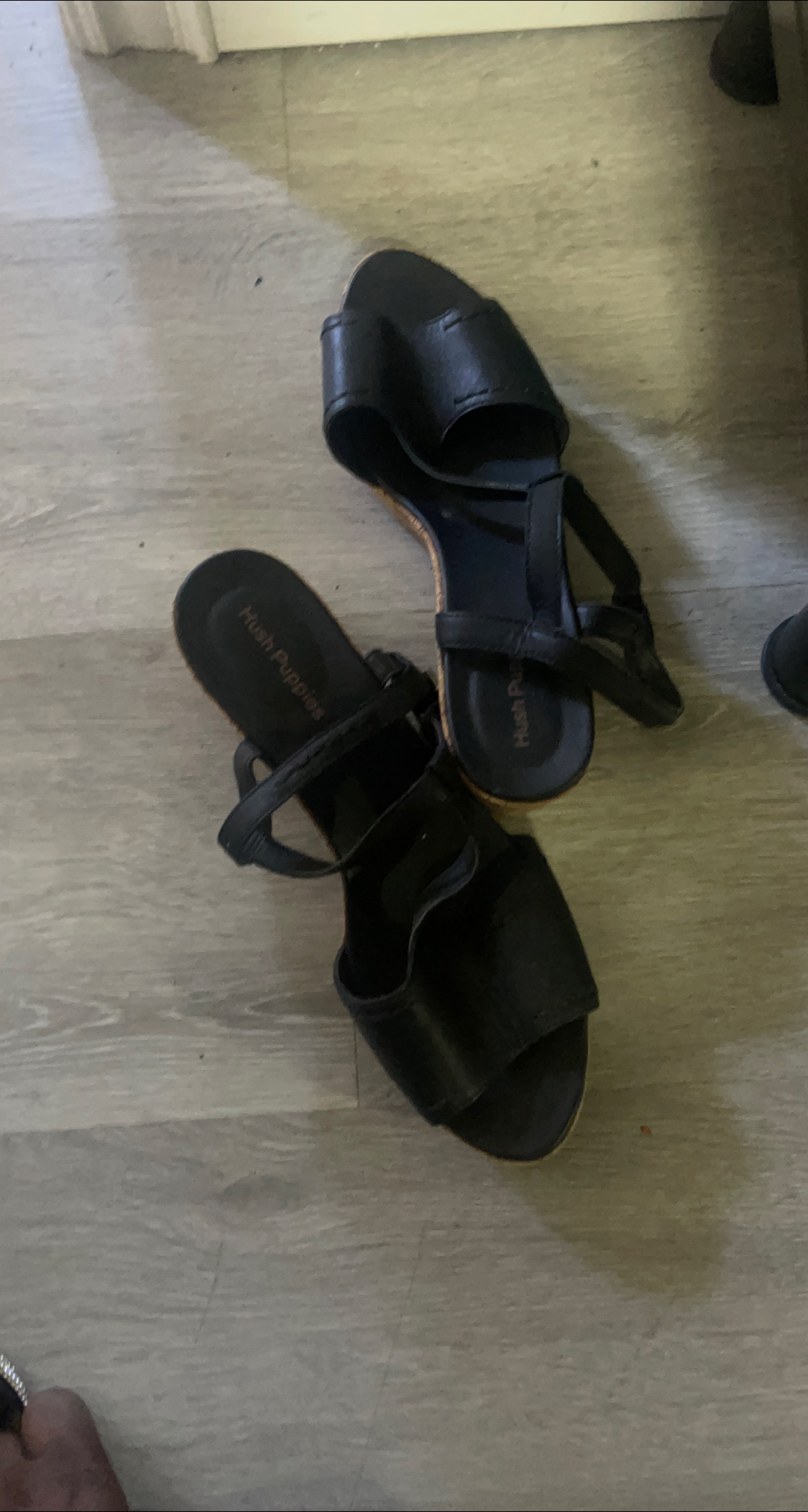 Hush Puppies Black Wedge Sandals