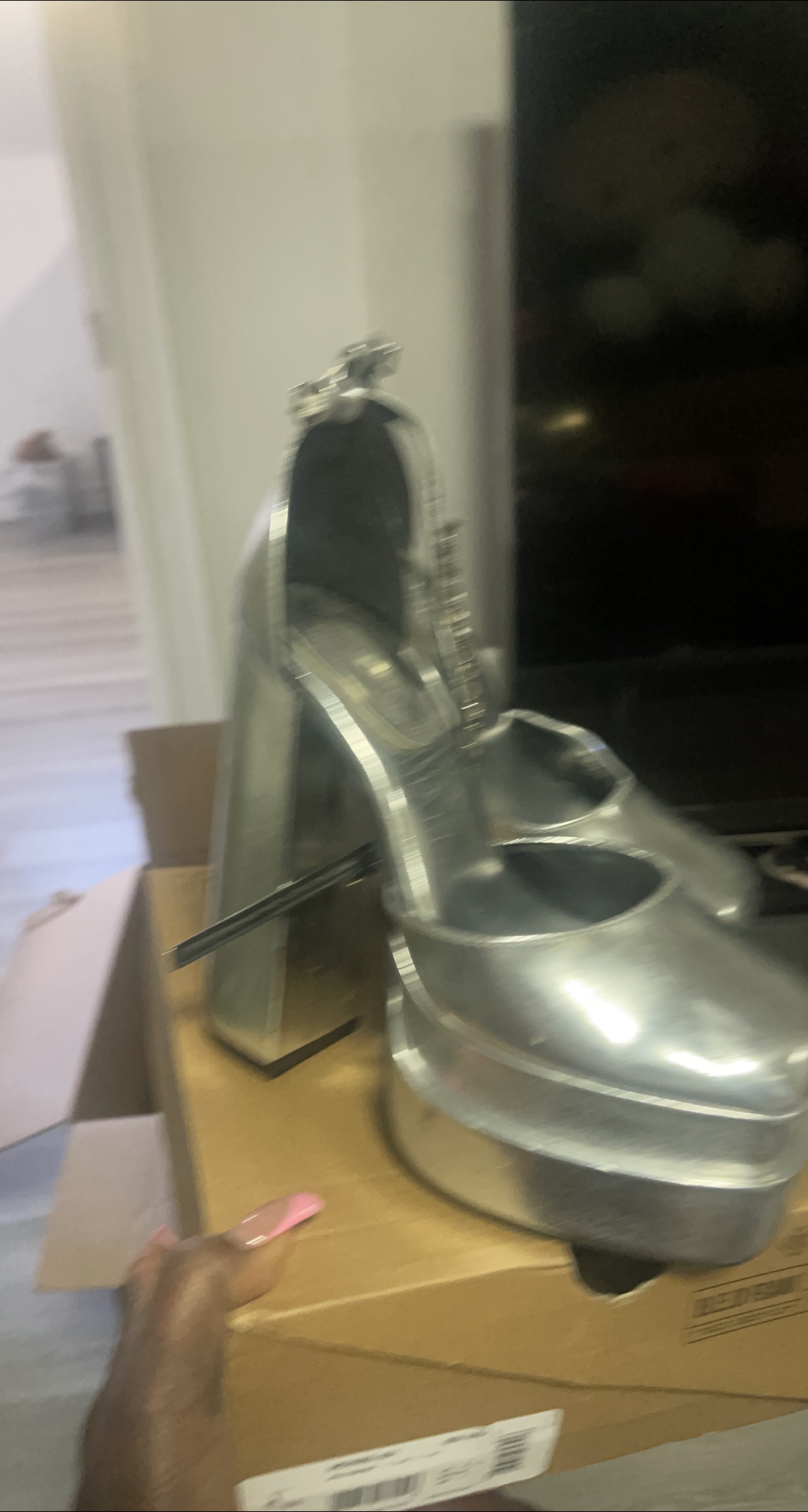 Silver Platform Heels, Size 8