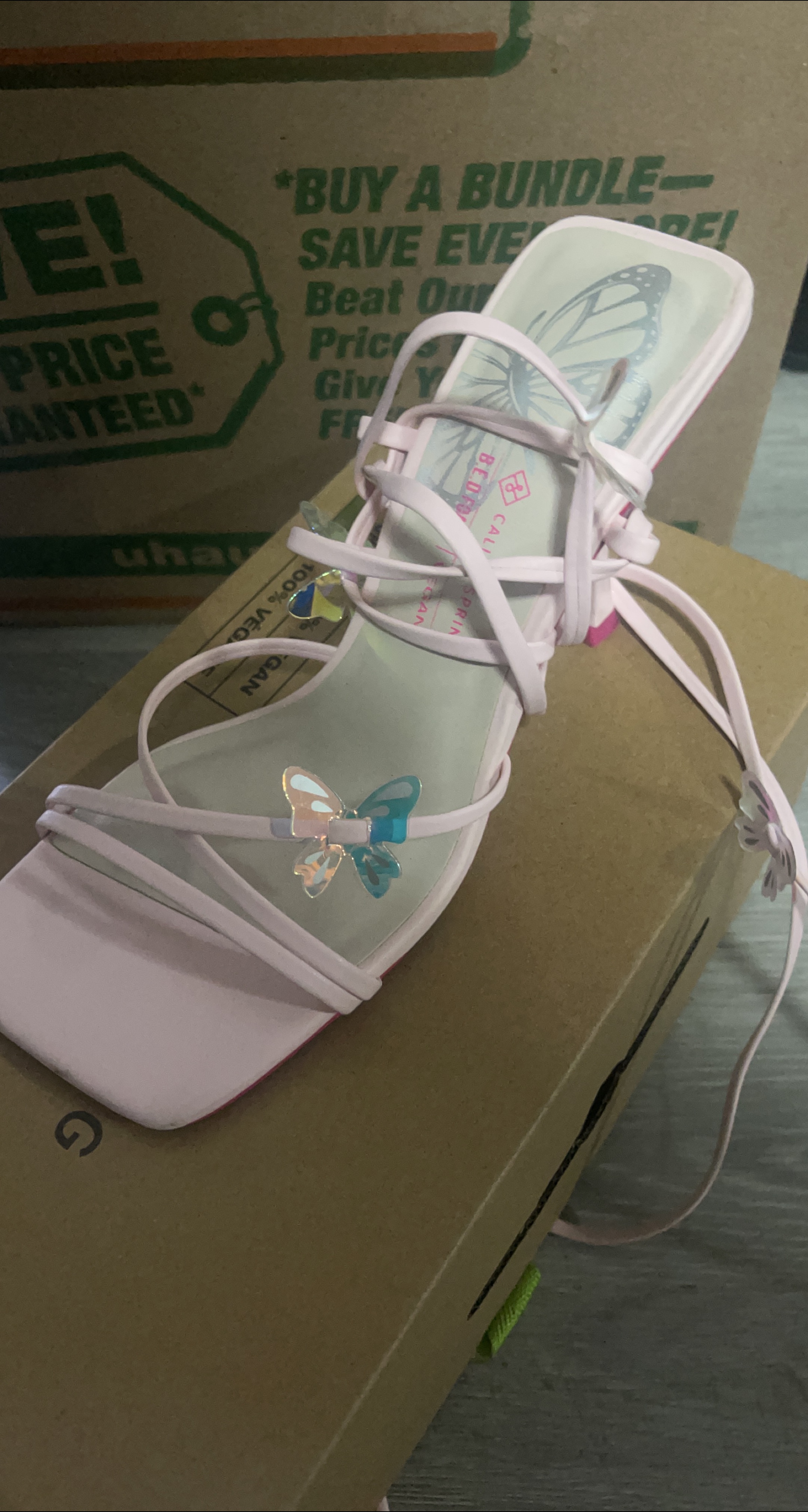 Call It Spring Pink Butterfly Heels - Size 6