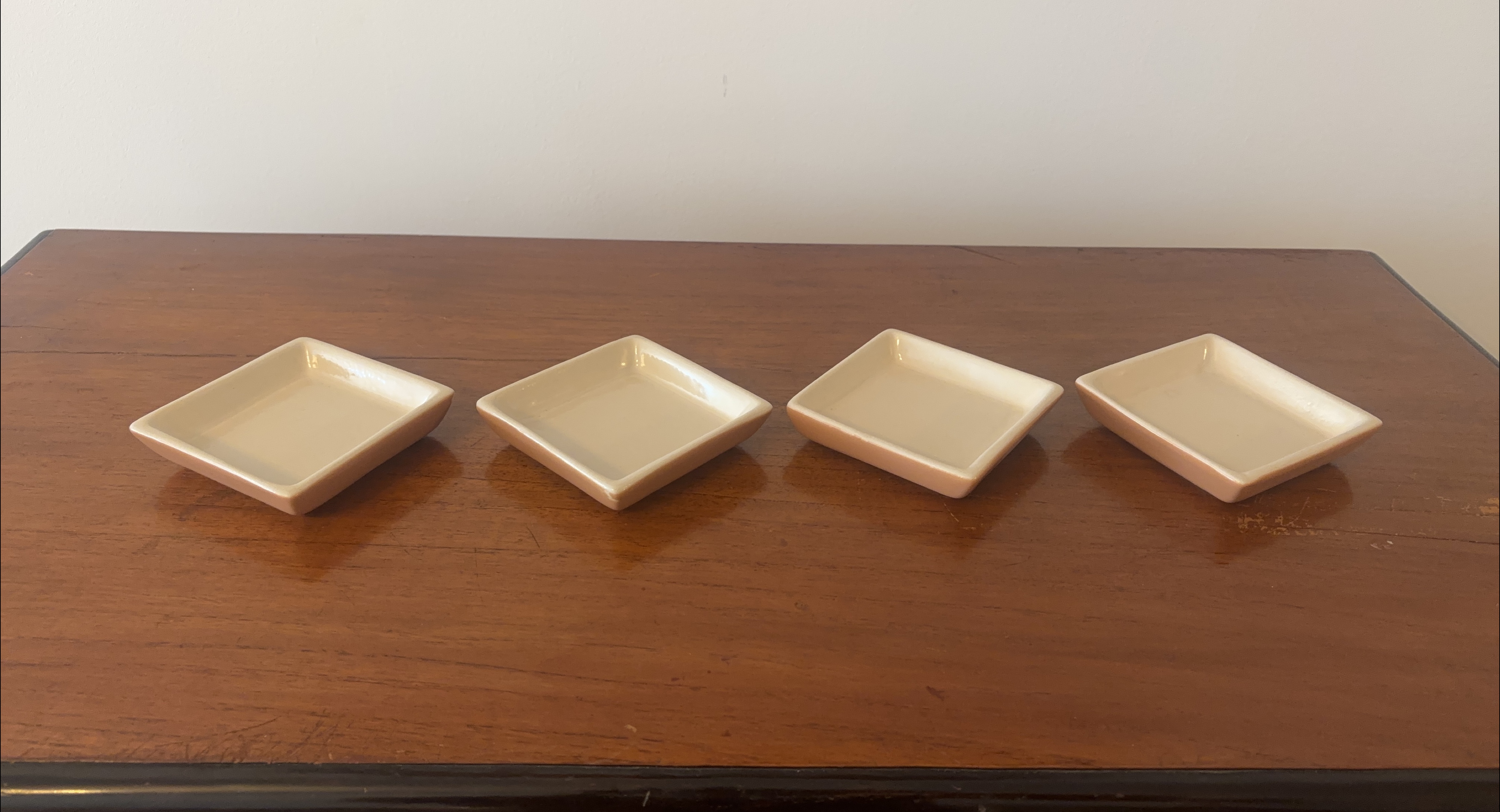 Set of 4 Small Handmade Square Ceramic Dishes- New thumbnail