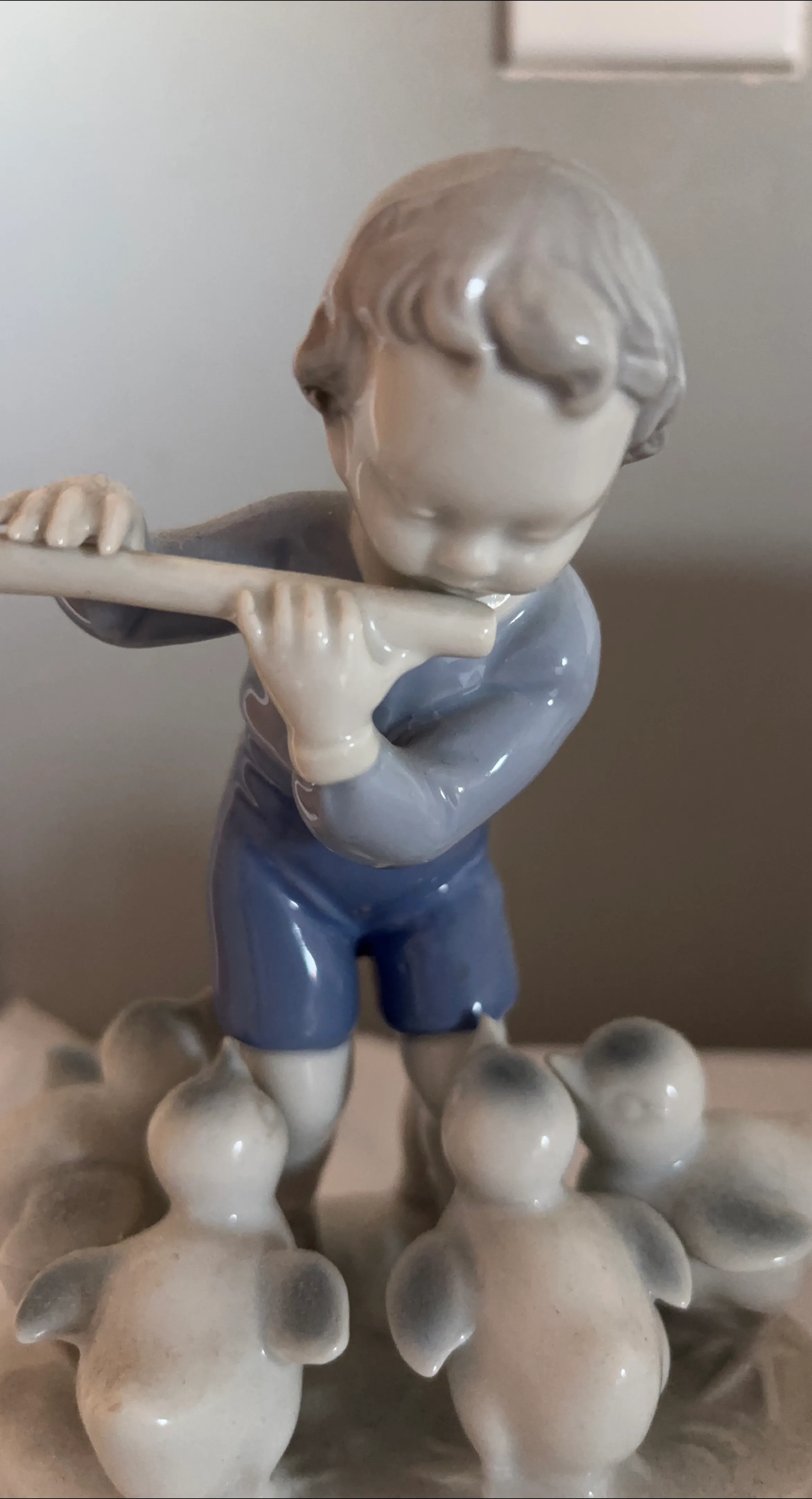 Vintage Lladro Figurine Boy with Flute & Ducks