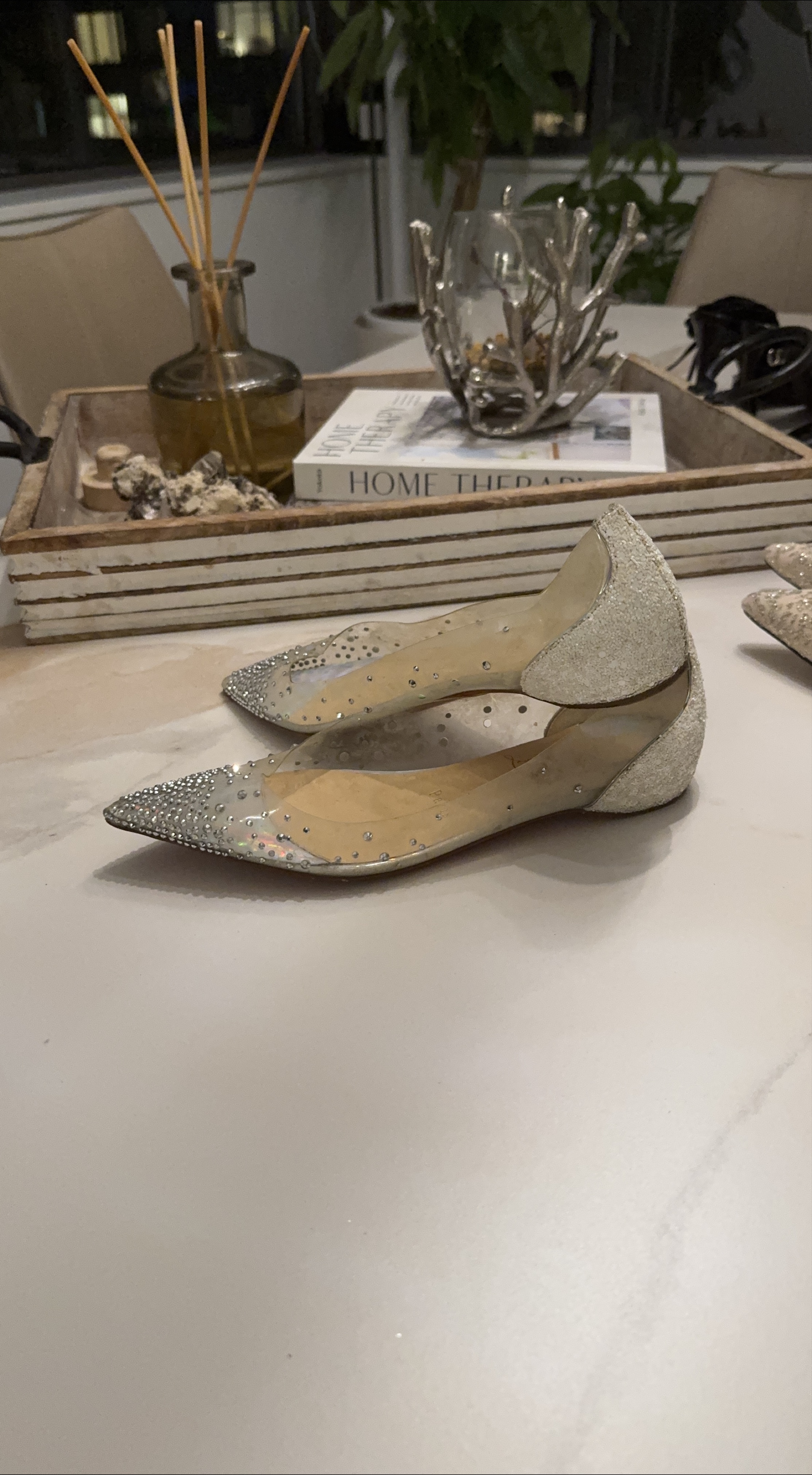 Christian Louboutin Silver Glitter Flats thumbnail