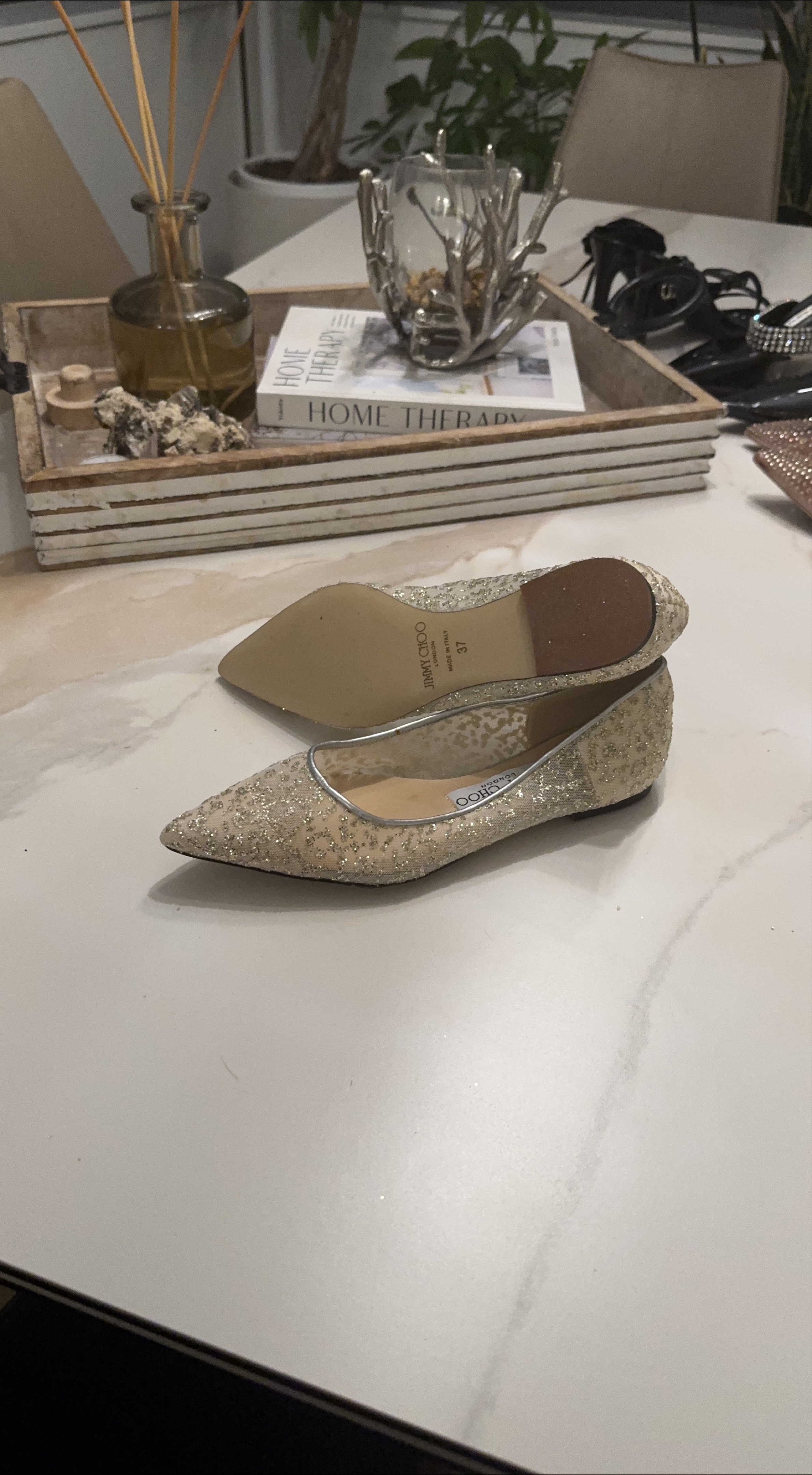 Jimmy Choo Glitter Flats - Size 37 thumbnail