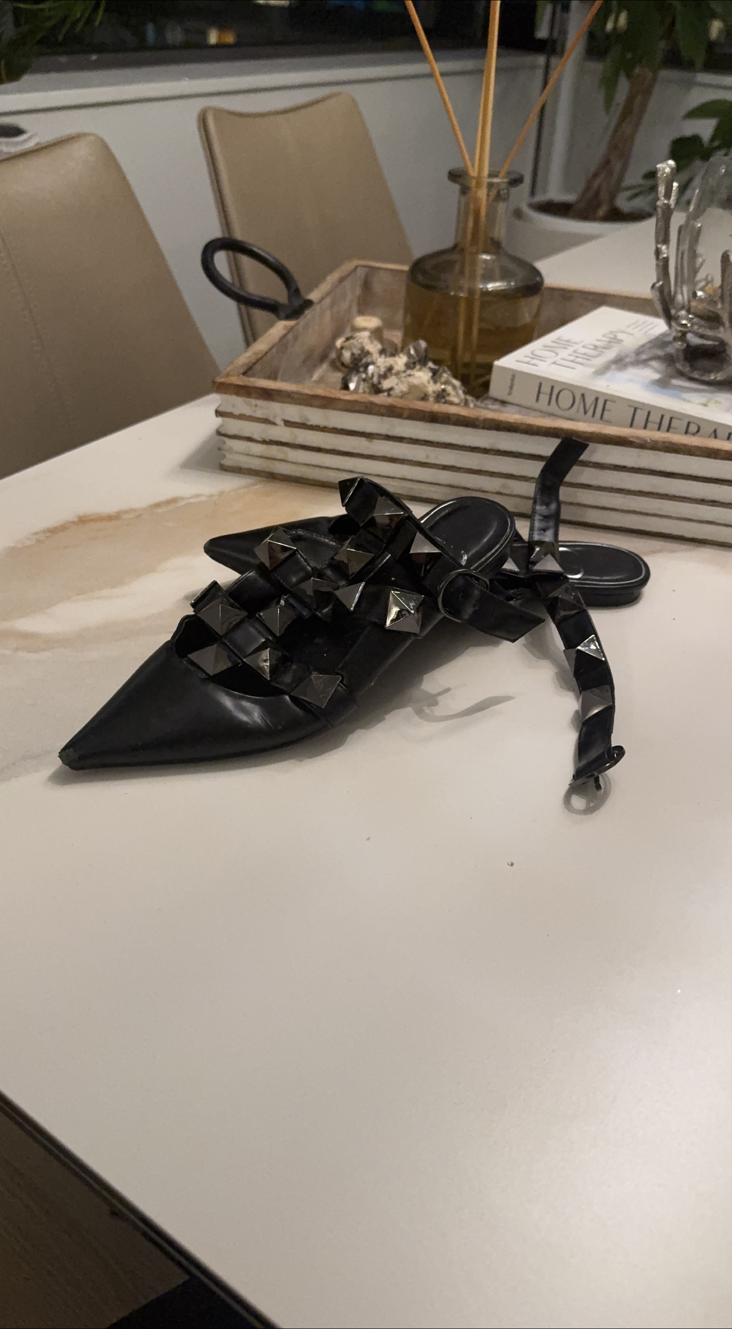 Valentino Black Studded Pointed Slingbacks thumbnail