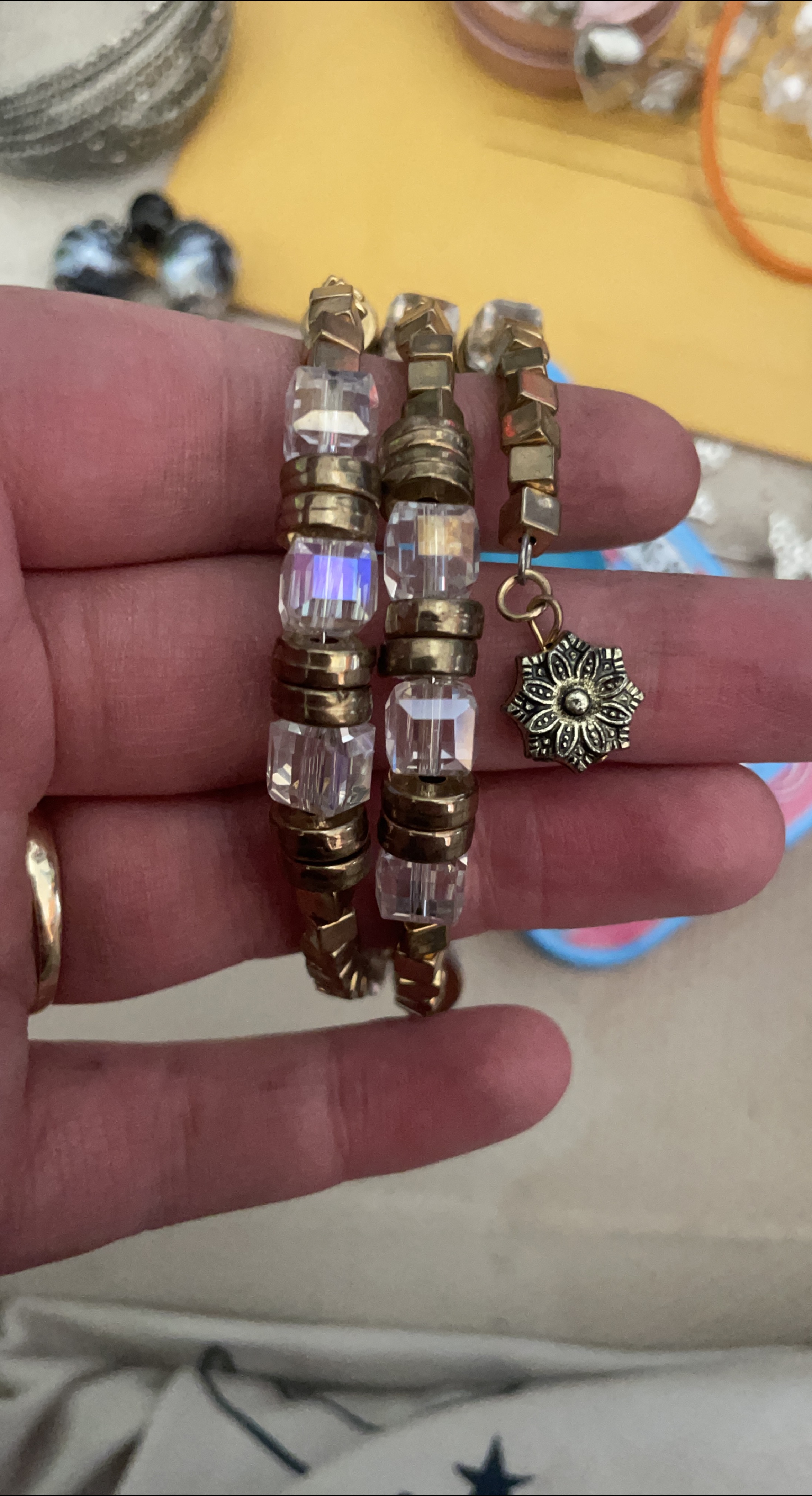 Beaded Bracelet with Flower Charm thumbnail