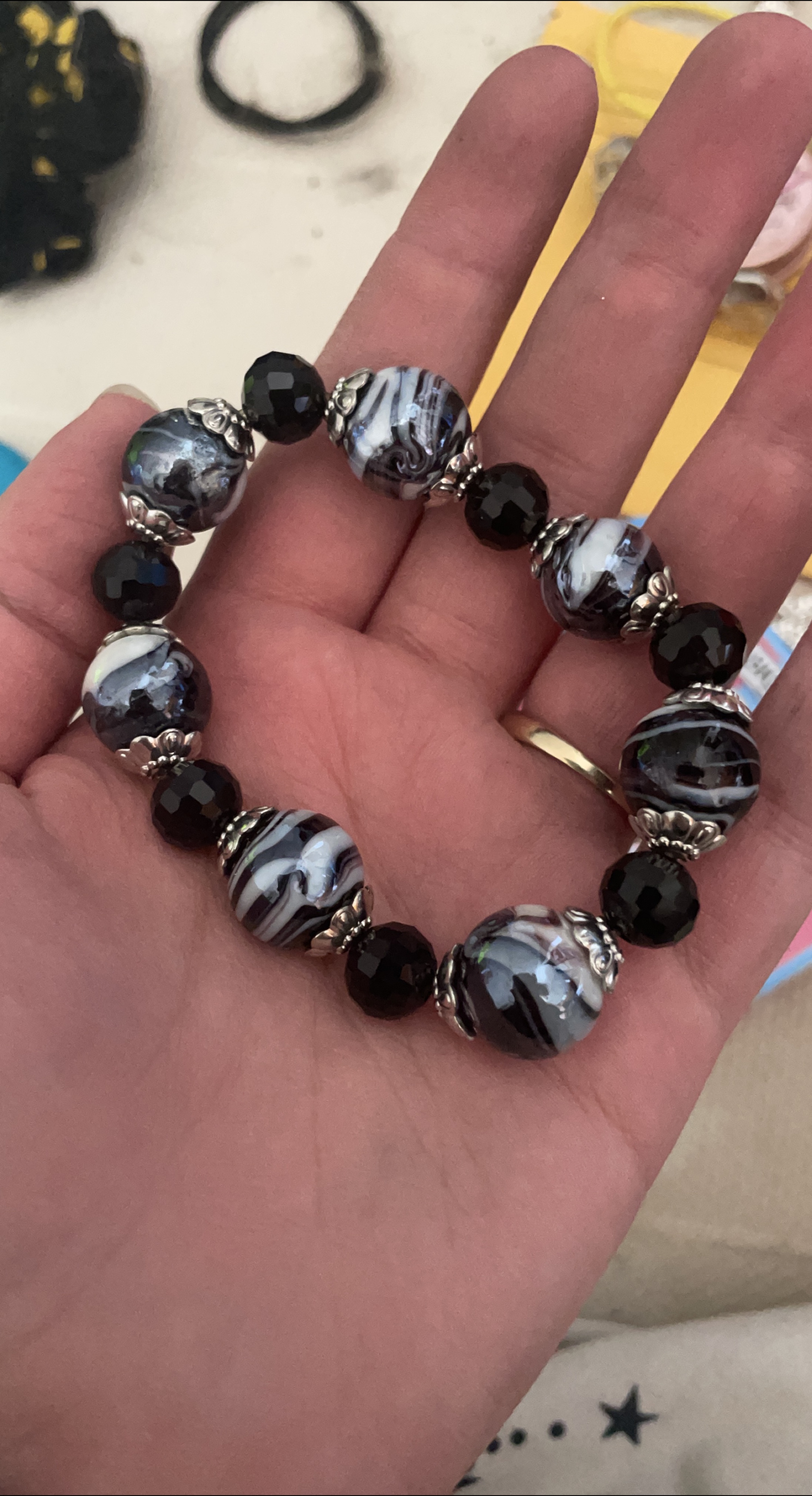 Beaded Bracelet - Black and White thumbnail