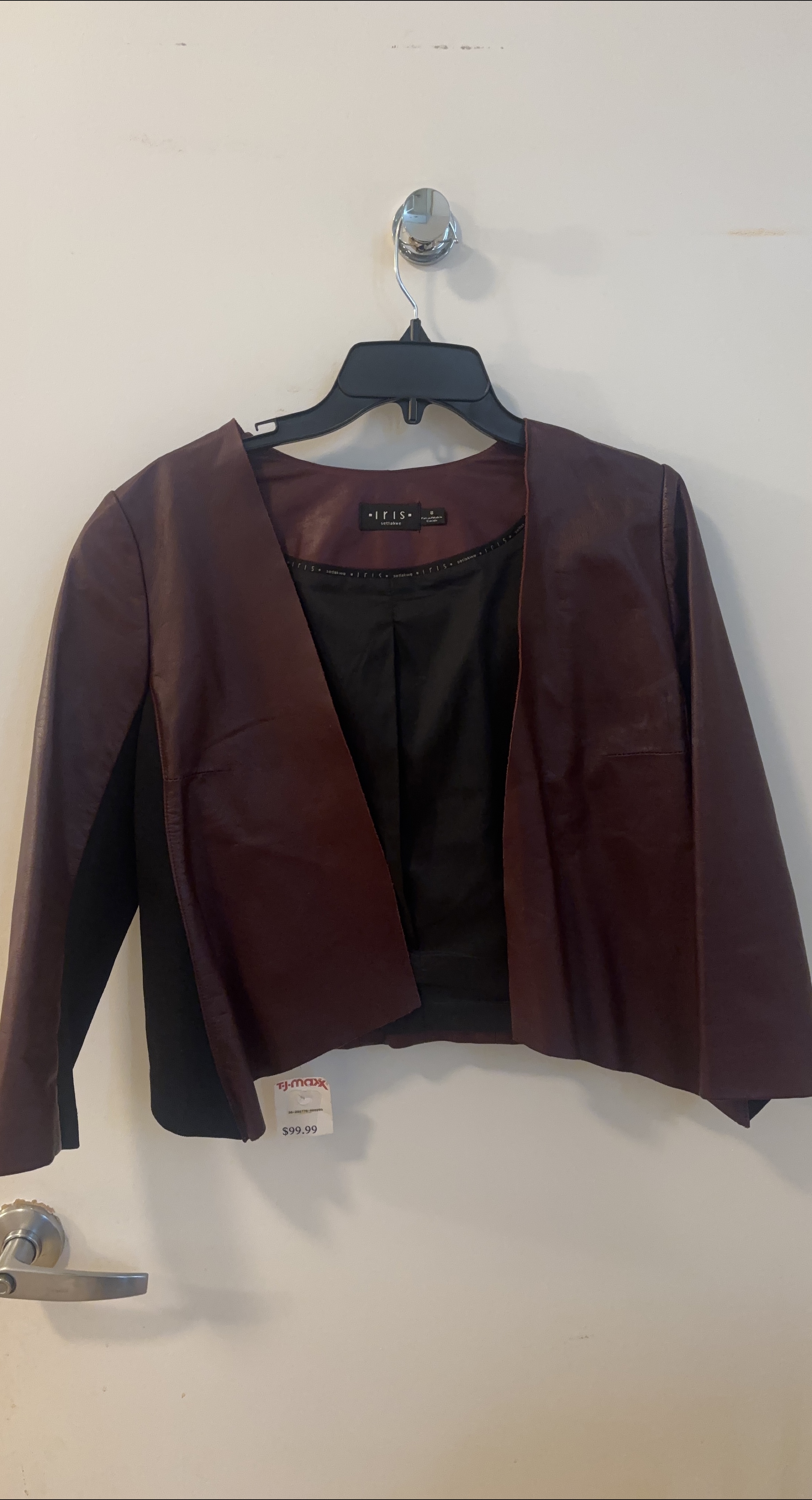 IRIS Setlakwe Burgundy Leather Jacket - New- Size 8 thumbnail