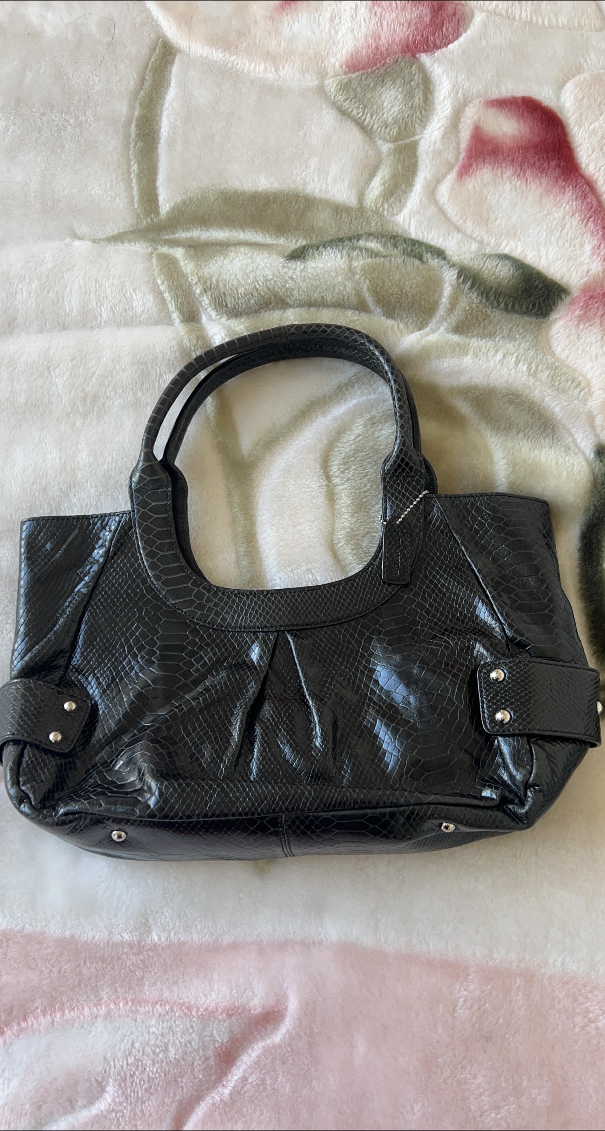 Danier Black Snakeskin Leather Handbag thumbnail