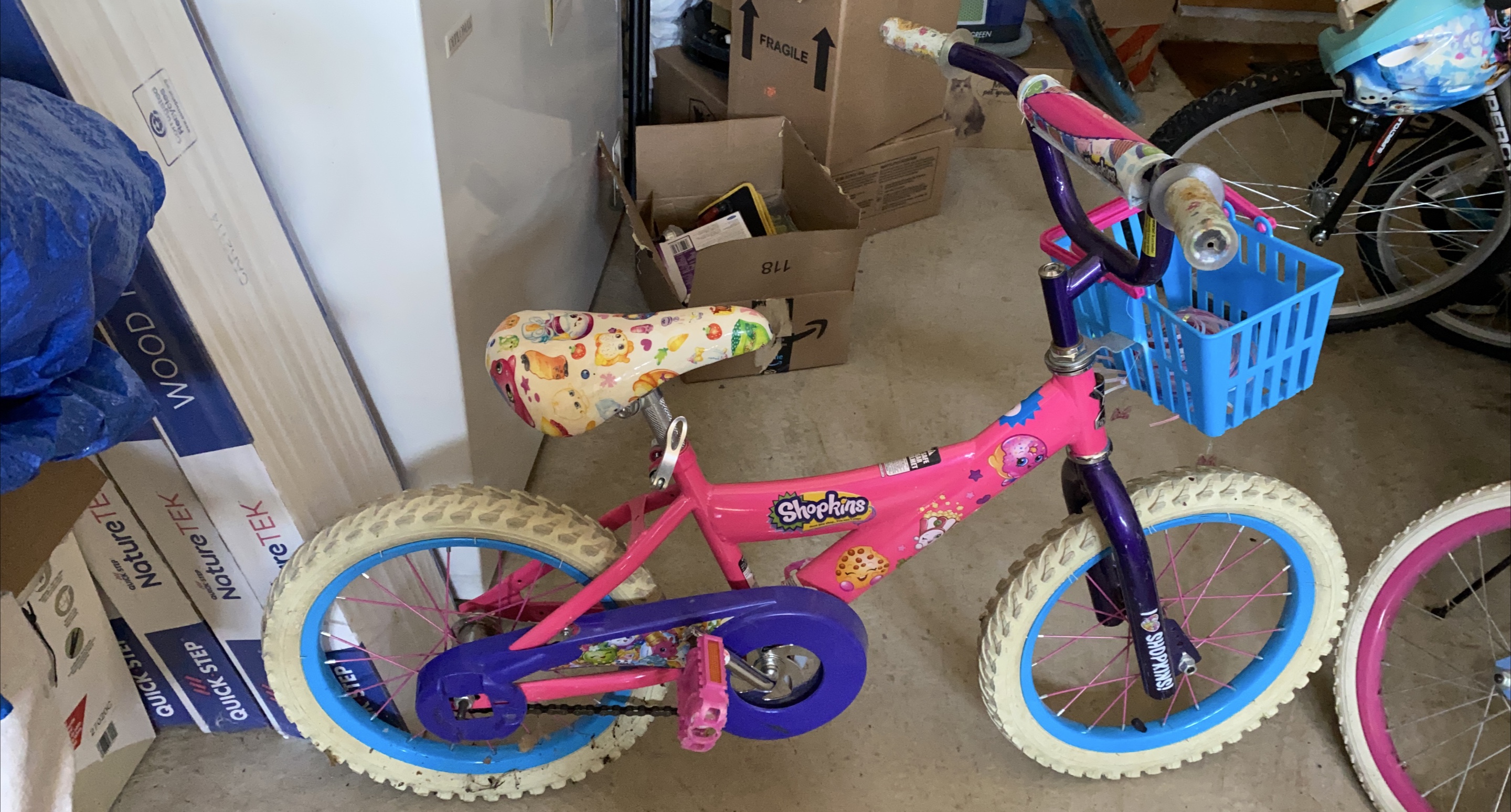 Shopkins Kids Bicycle with Blue Basket
