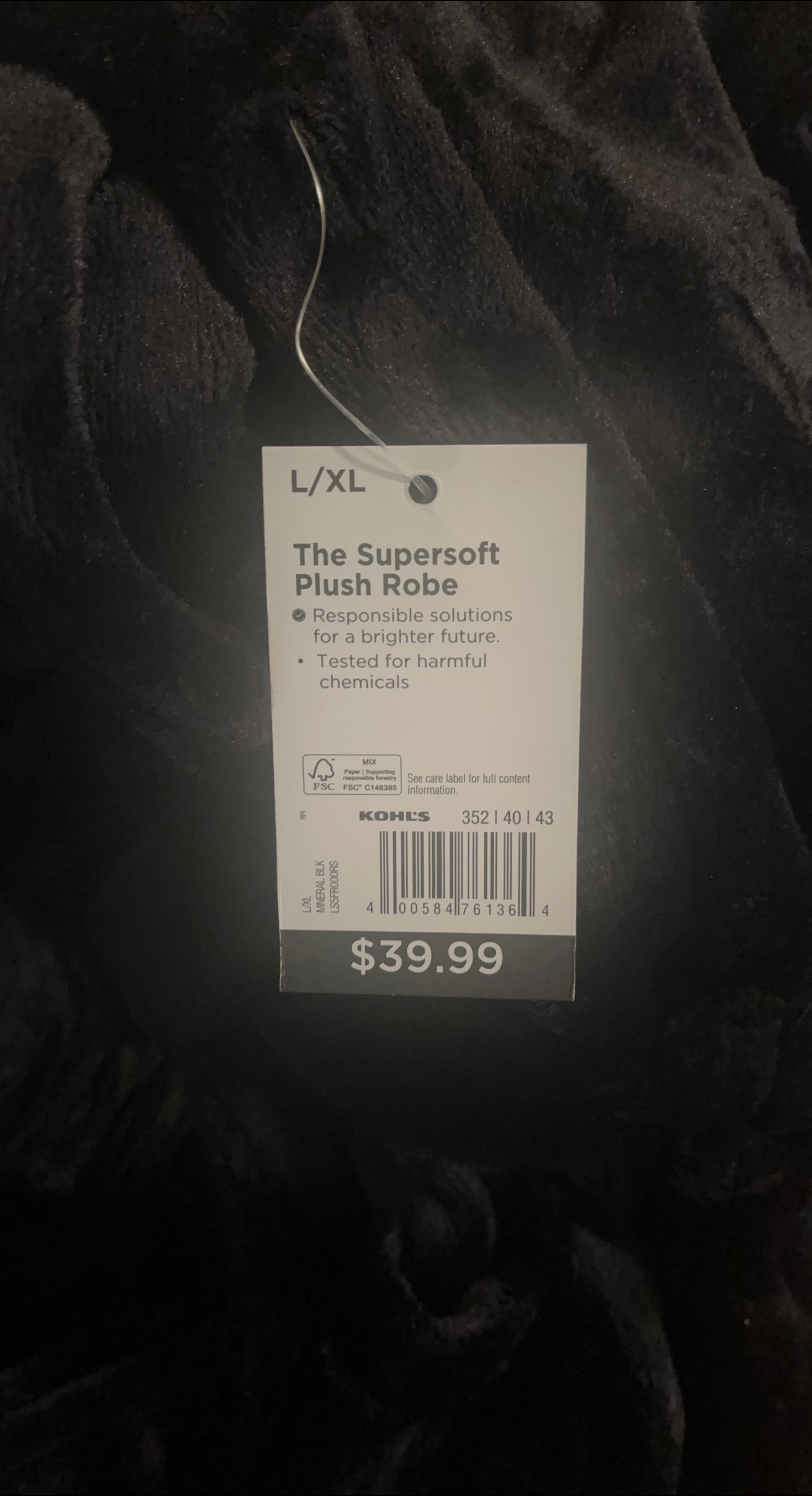 Kohl's The Supersoft Plush Robe L/XL thumbnail