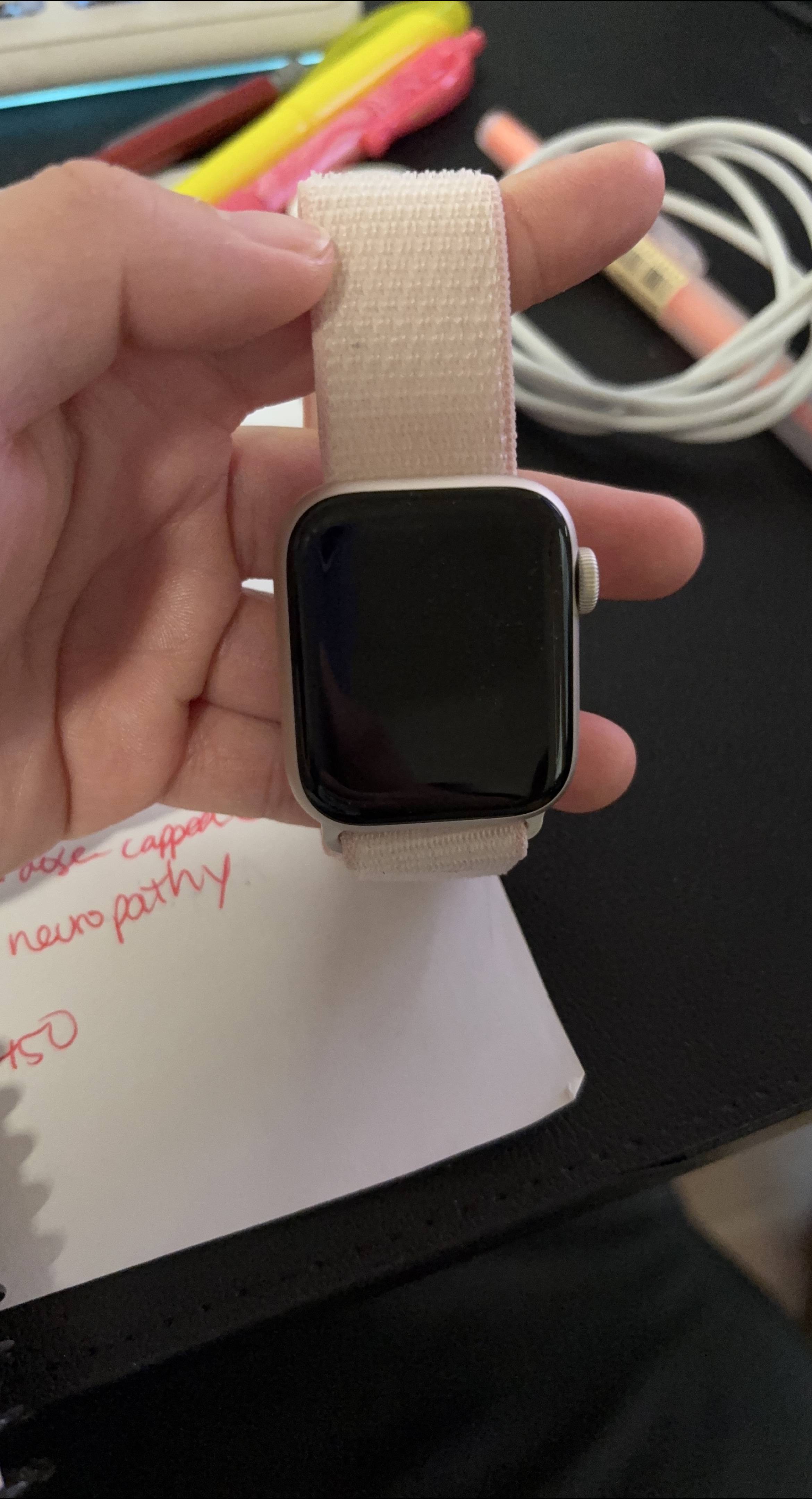 Apple Watch with Pink Woven Band + Charger