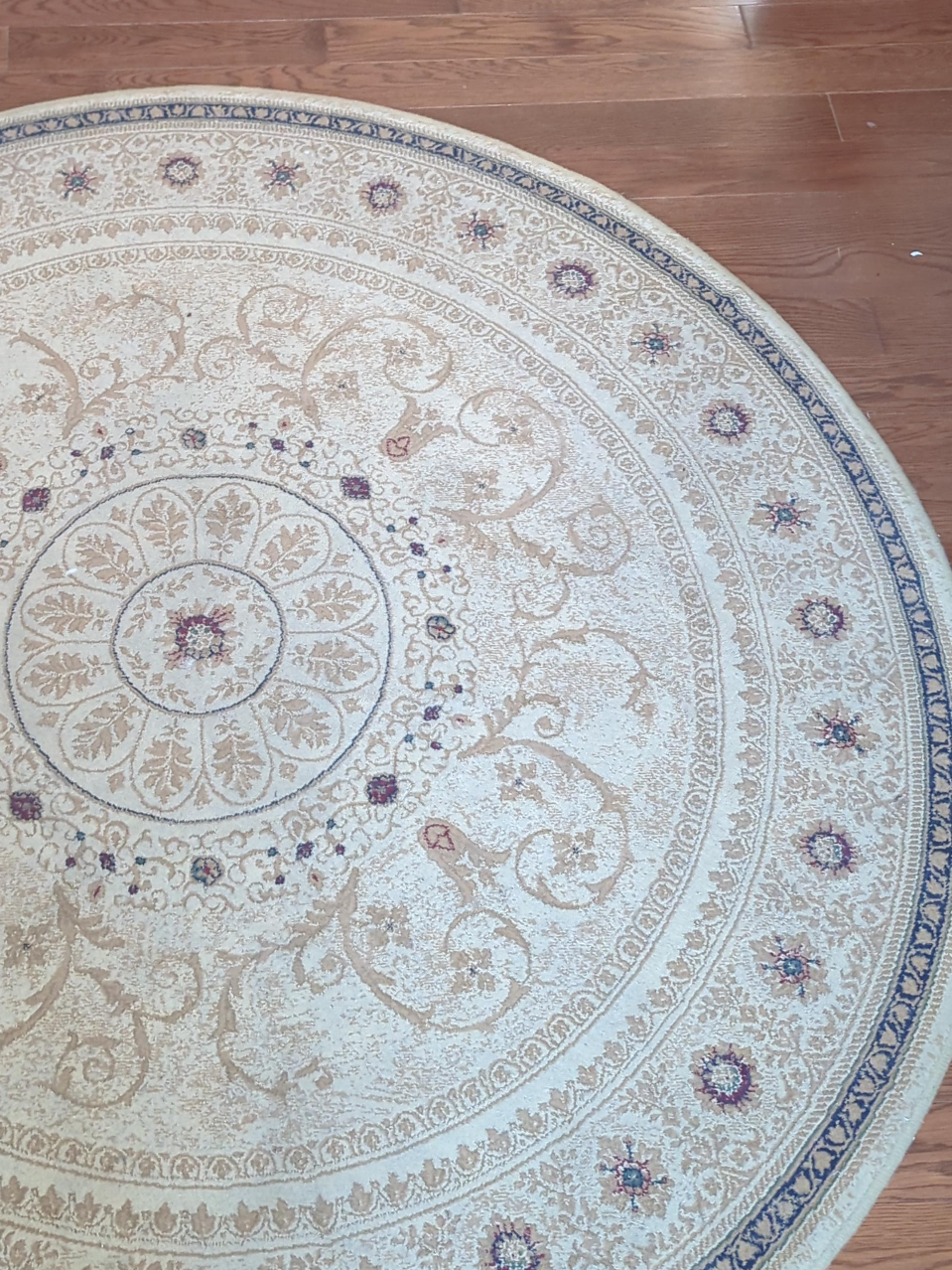 Round Cream Rug with Floral Pattern thumbnail