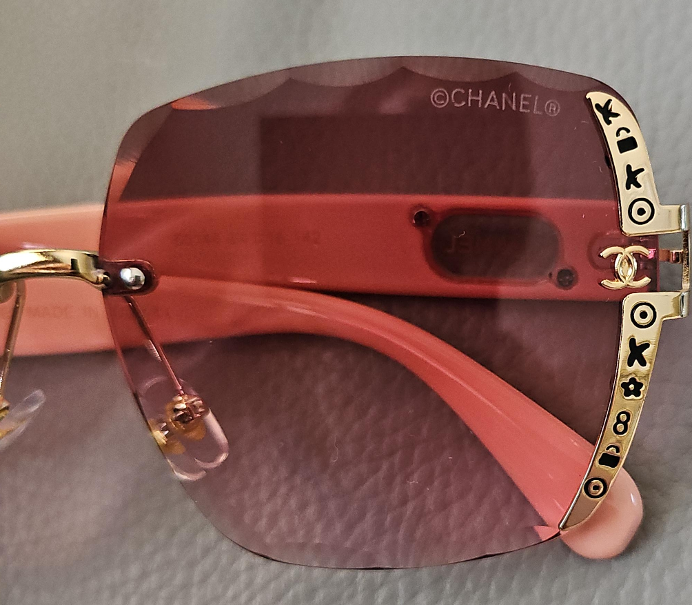 Chanel Pink Rimless Sunglasses thumbnail