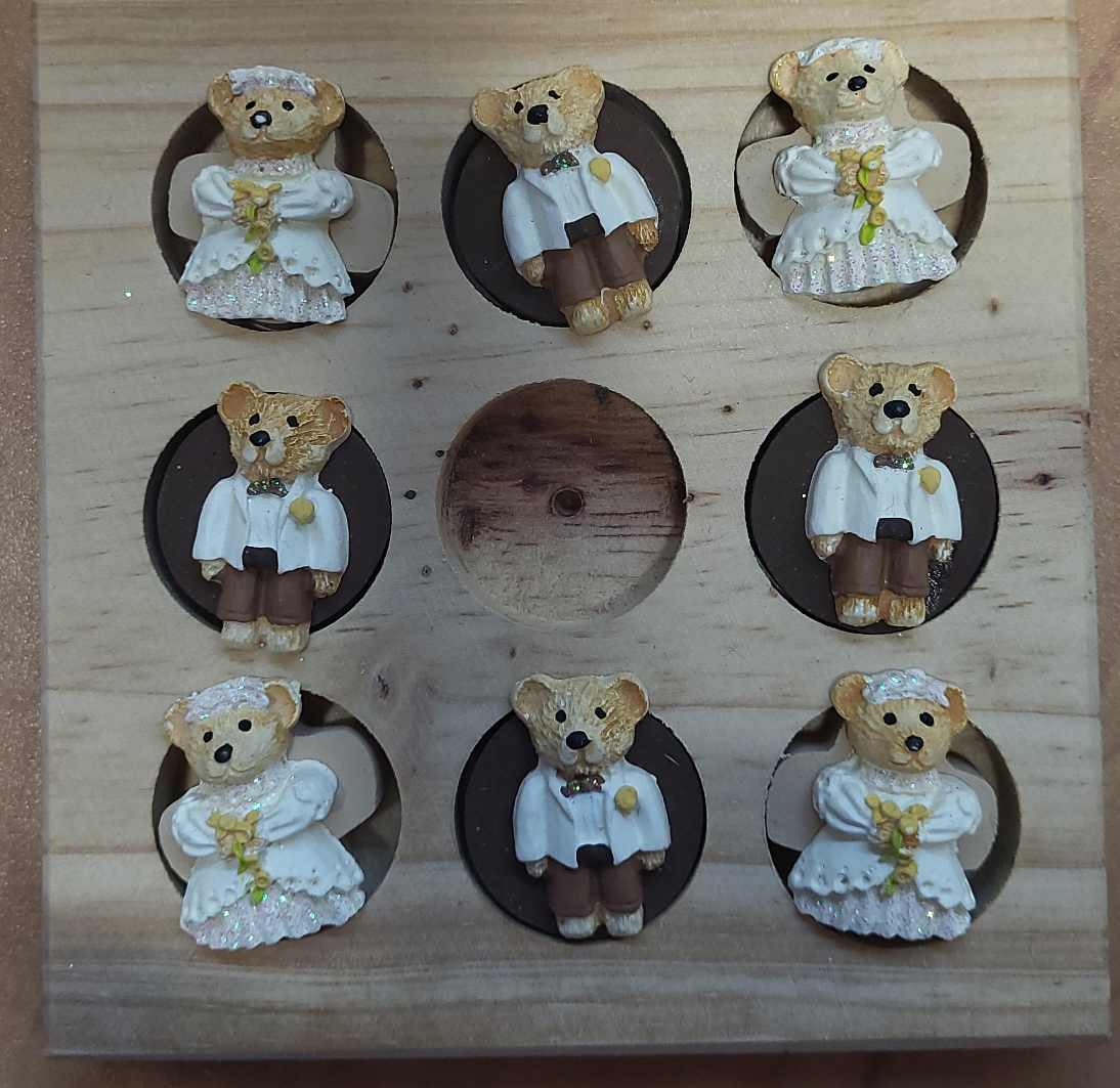 Wooden Tic-Tac-Toe Game with Bear Figures thumbnail