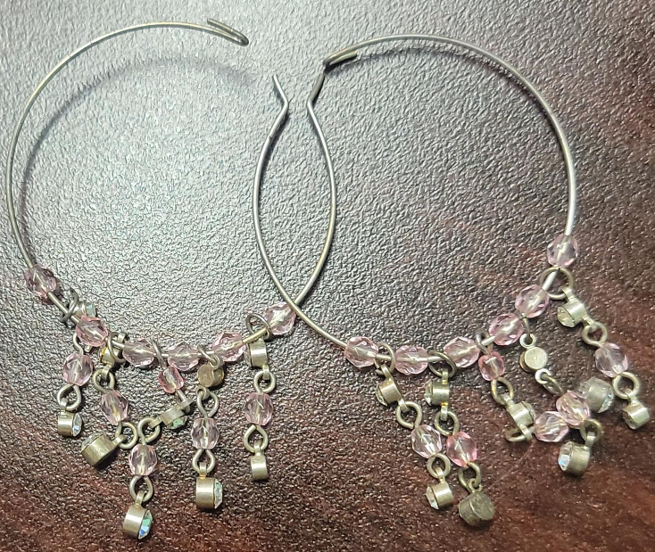 Pink Beaded Hoop Earrings thumbnail