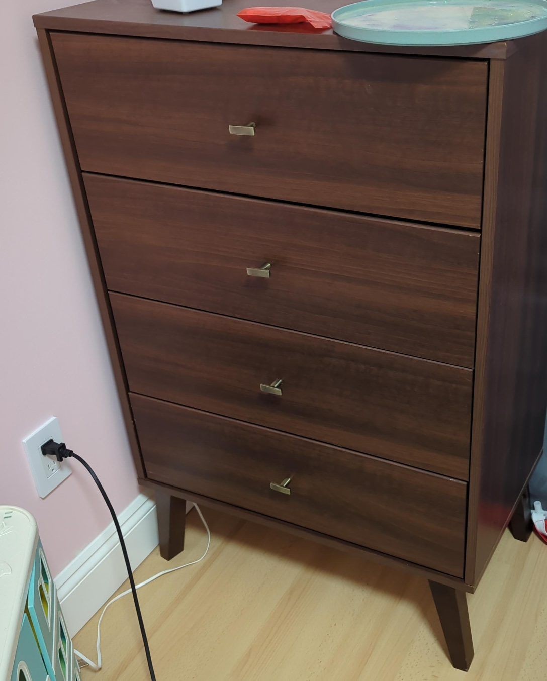 Mid-Century Modern Style Brown 4-Drawer Dresser