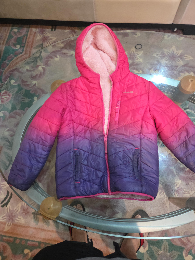 Eddie Bauer Girls' Puffer Jacket, Pink/Purple thumbnail
