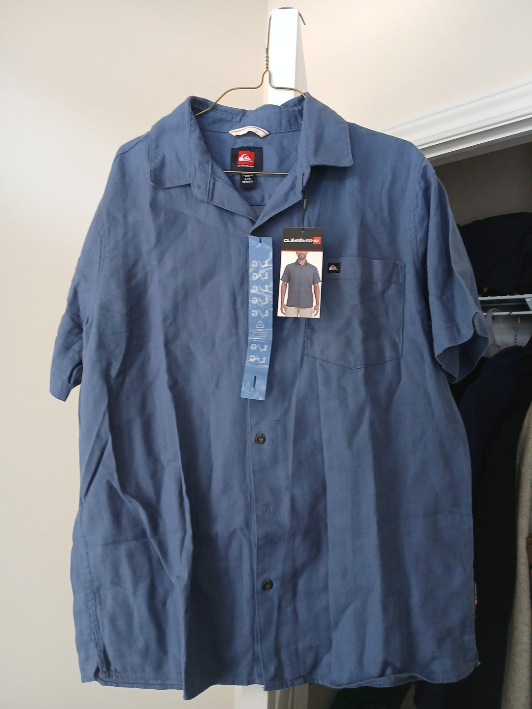Quiksilver Blue Short Sleeve Shirt - Size L thumbnail