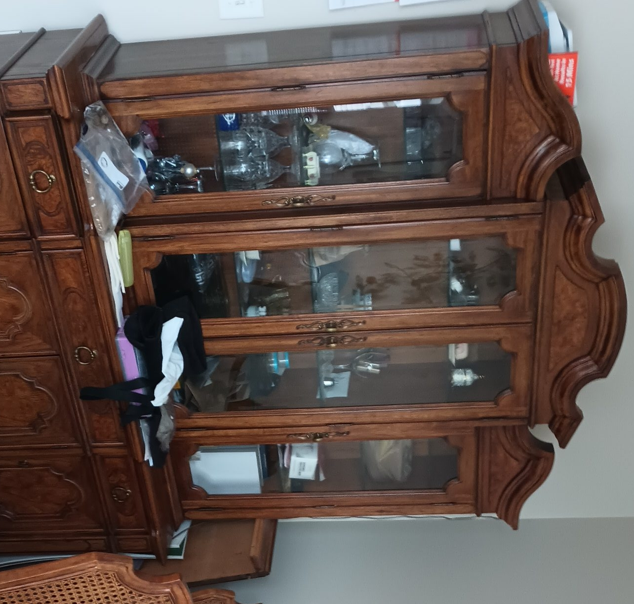 Wooden Curio Cabinet with Glass Doors