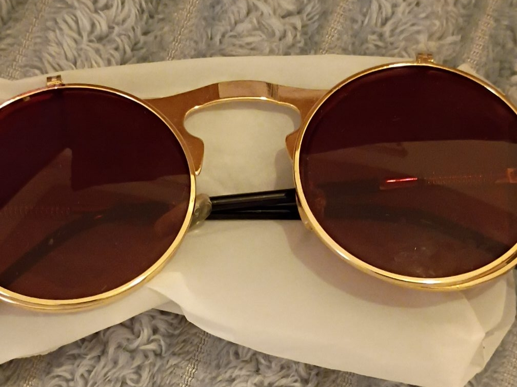 Gold Round Flip-Up Sunglasses