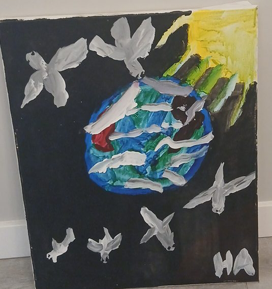 Painting of Earth With Doves thumbnail