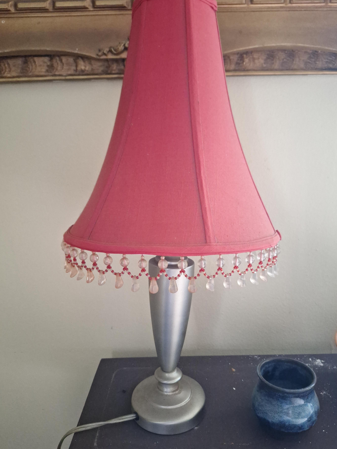 Red Beaded Lampshade Table Lamp thumbnail