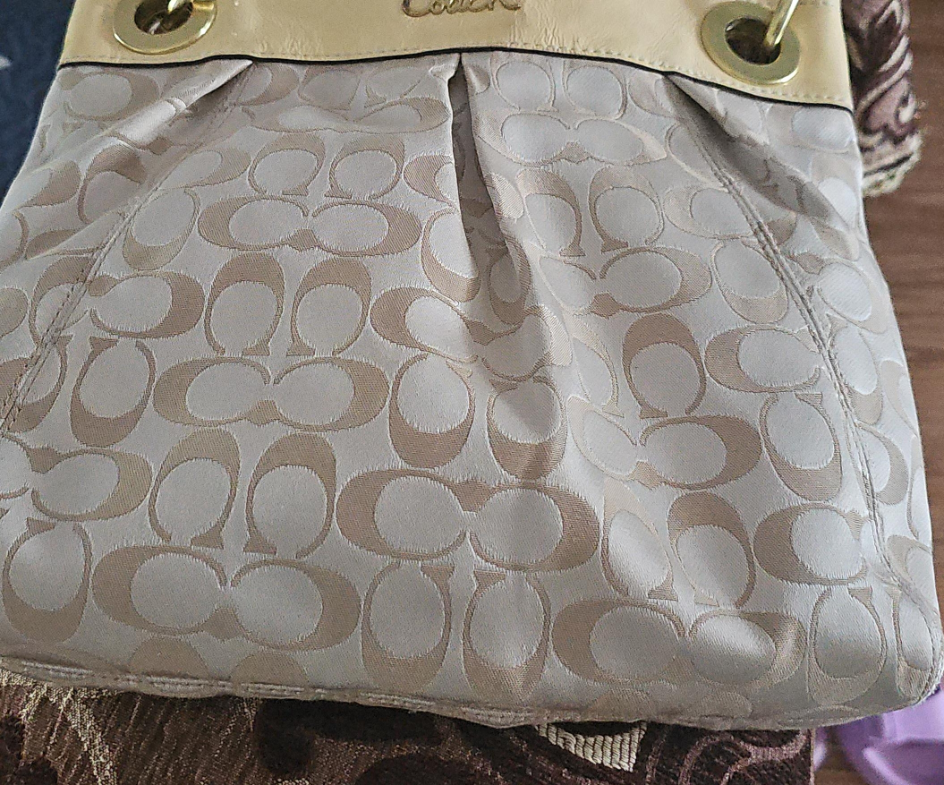 Coach Beige Signature Print Handbag thumbnail