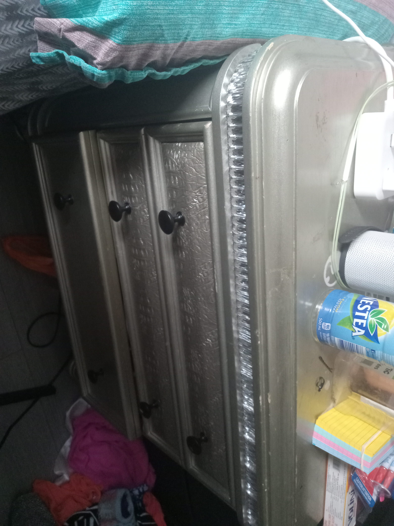 Silver Nightstand with Drawers thumbnail