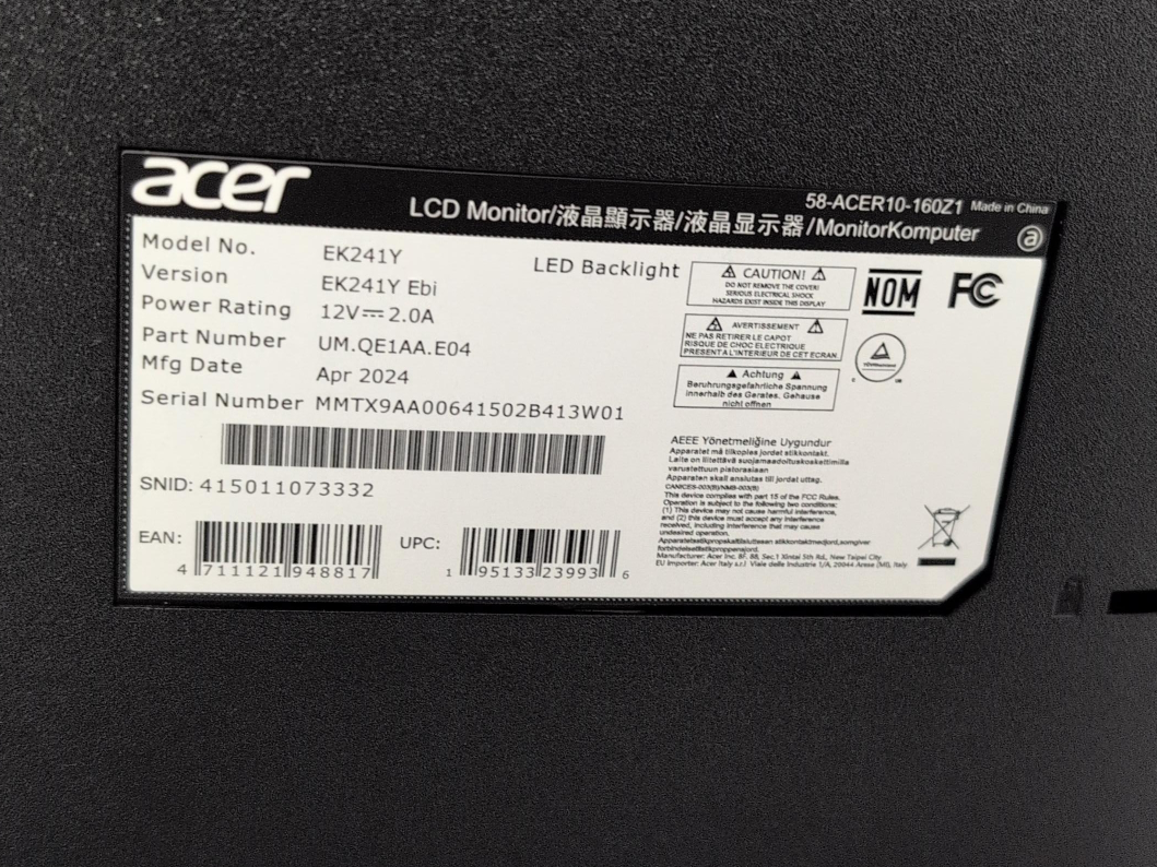 Acer EK241Y 24" LCD Monitor thumbnail